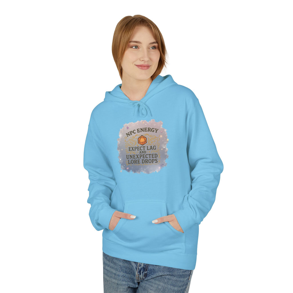 NPC Energy Hoodie – Funny Gamer Hoodie with Lore Drops & Lag Warning (RPG Style)