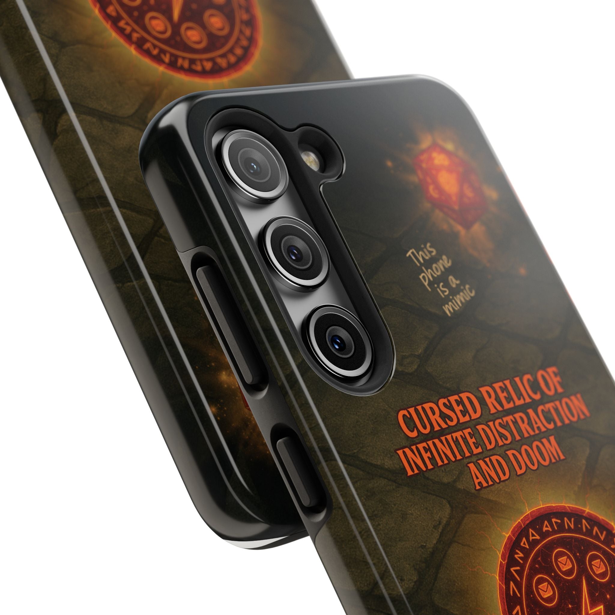 Cursed Relic Phone Case – 'Infinite Distraction & Doom' Protective RPG-Inspired Cover