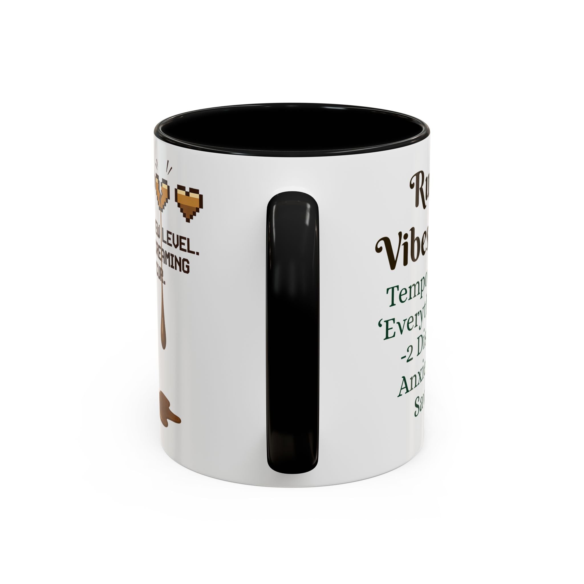Gaming Coffee Mug – ‘Running on Vibes & Coffee’ Critical Brew Level for D&D Fans RPG