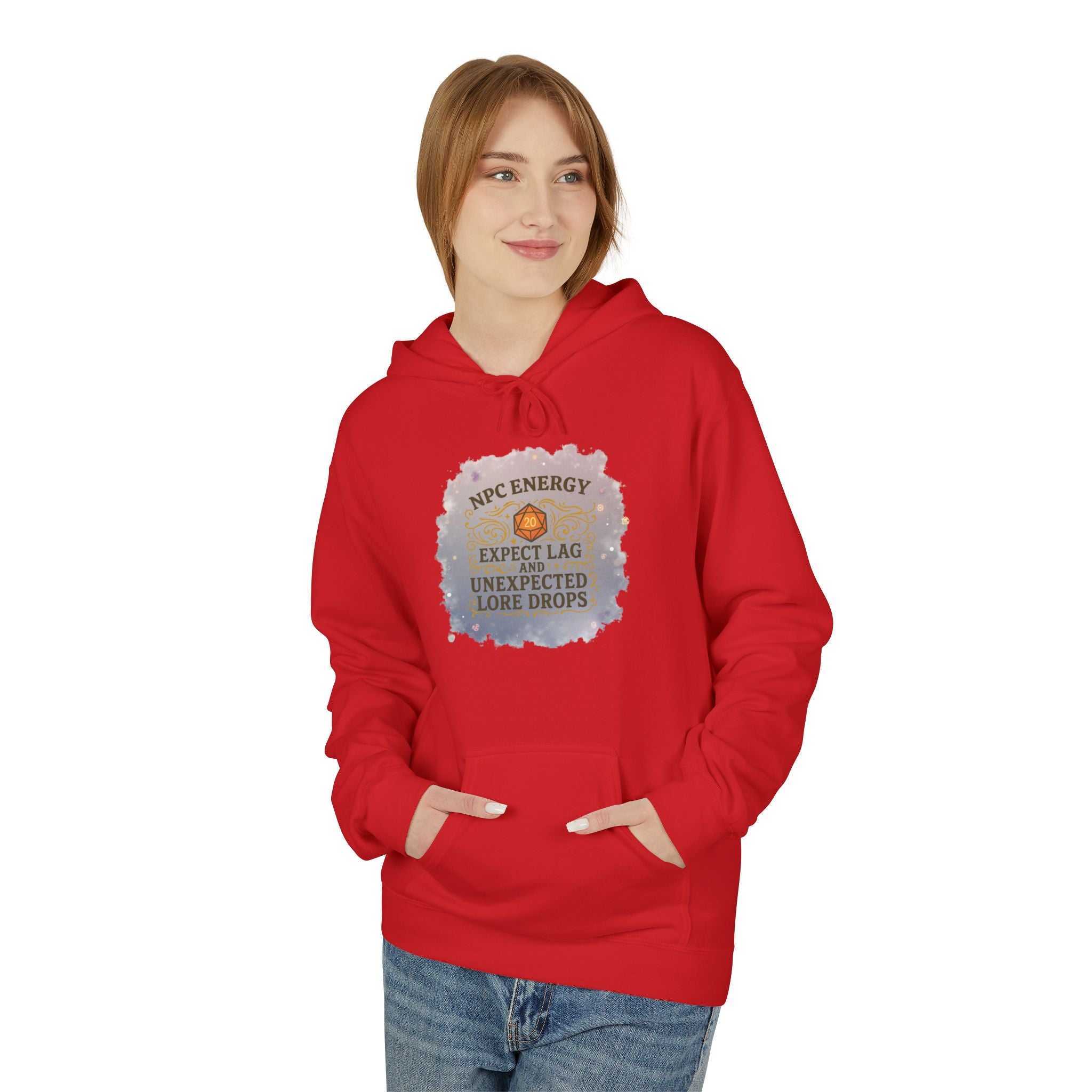 NPC Energy Hoodie – Funny Gamer Hoodie with Lore Drops & Lag Warning (RPG Style)