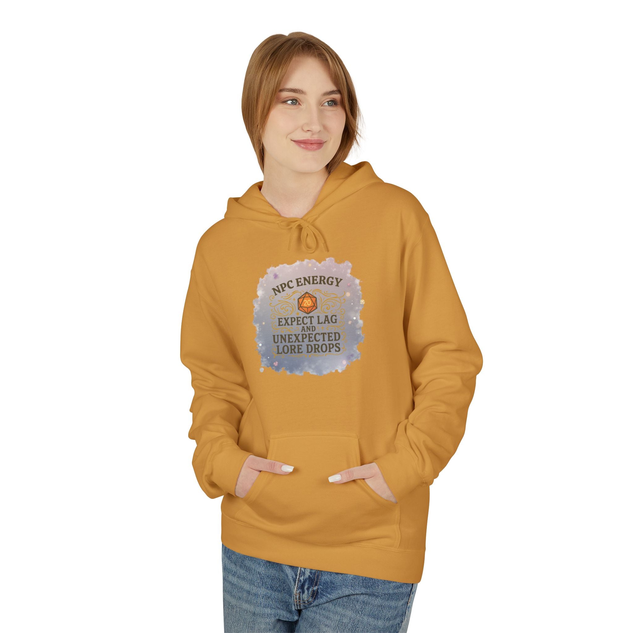 NPC Energy Hoodie – Funny Gamer Hoodie with Lore Drops & Lag Warning (RPG Style)