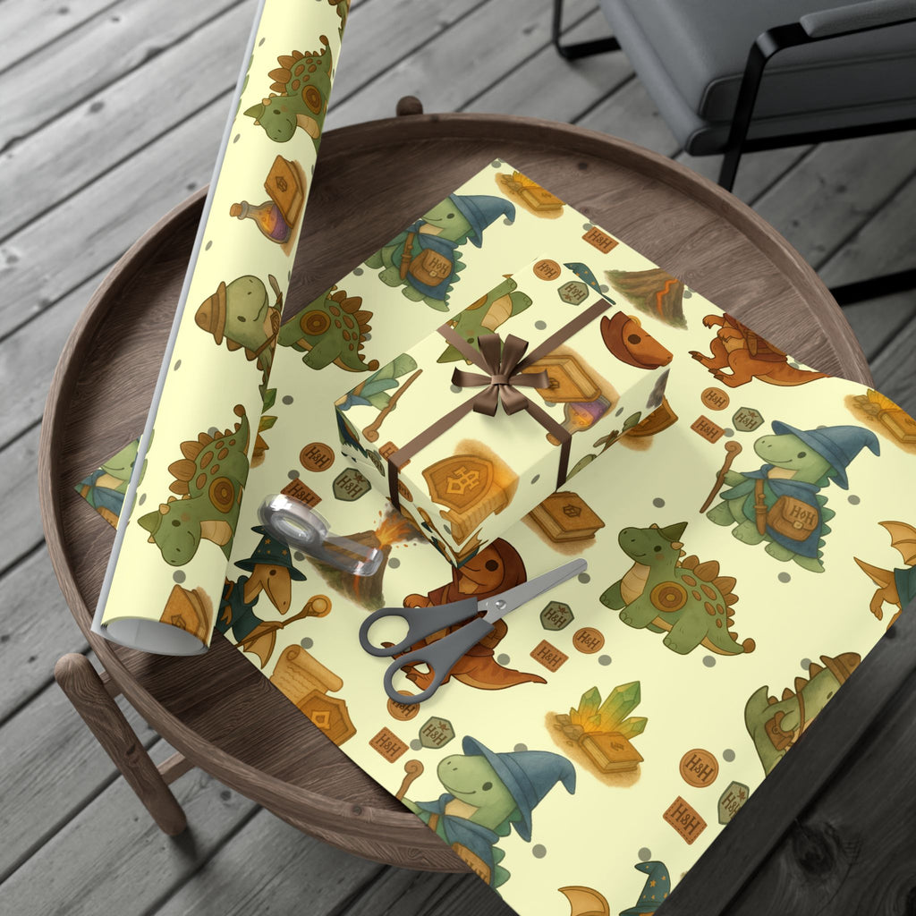 Dinosaur Gift Wrap Papers, Adventurous Holiday Gift RPG wrapping paper
