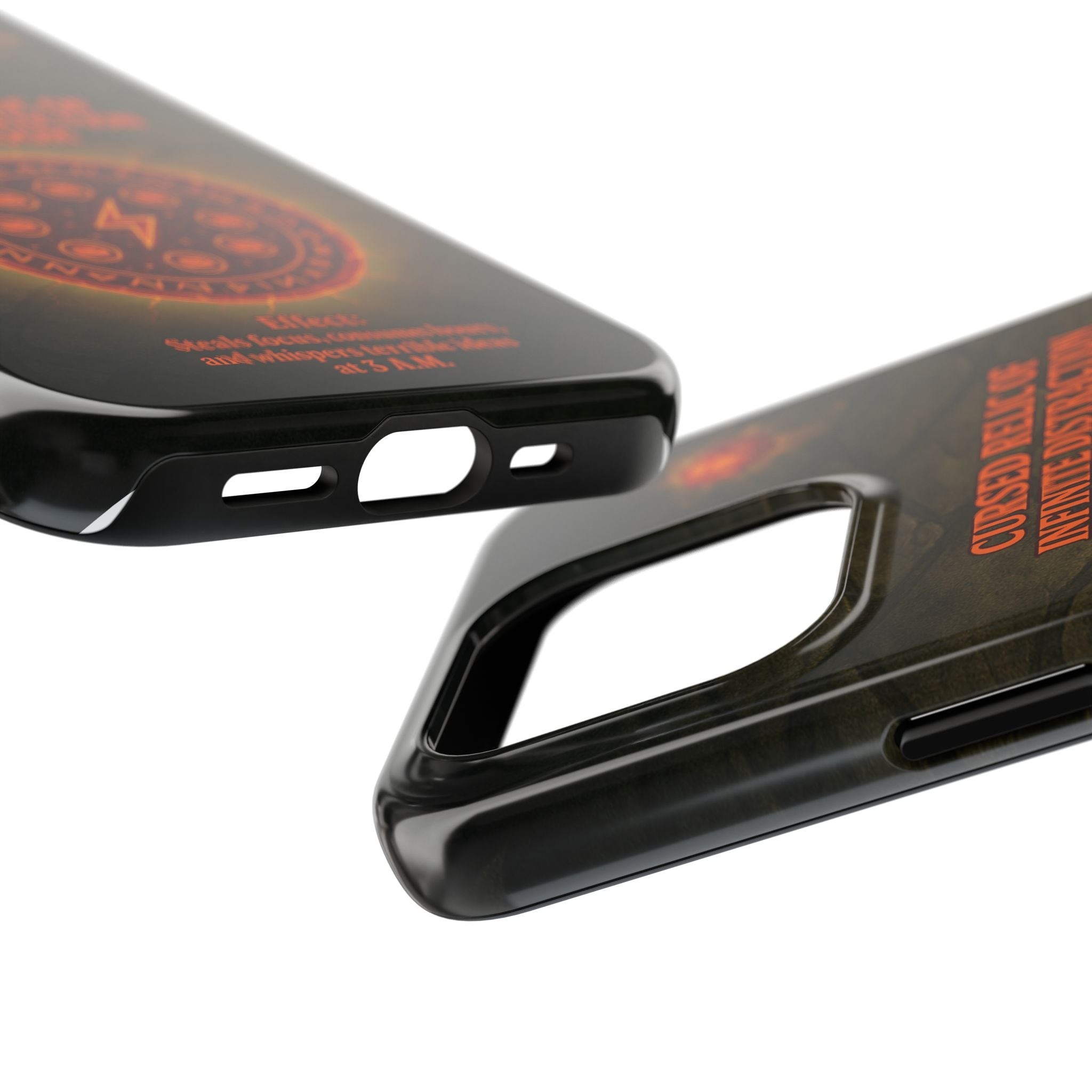 Cursed Relic Phone Case – 'Infinite Distraction & Doom' Protective RPG-Inspired Cover