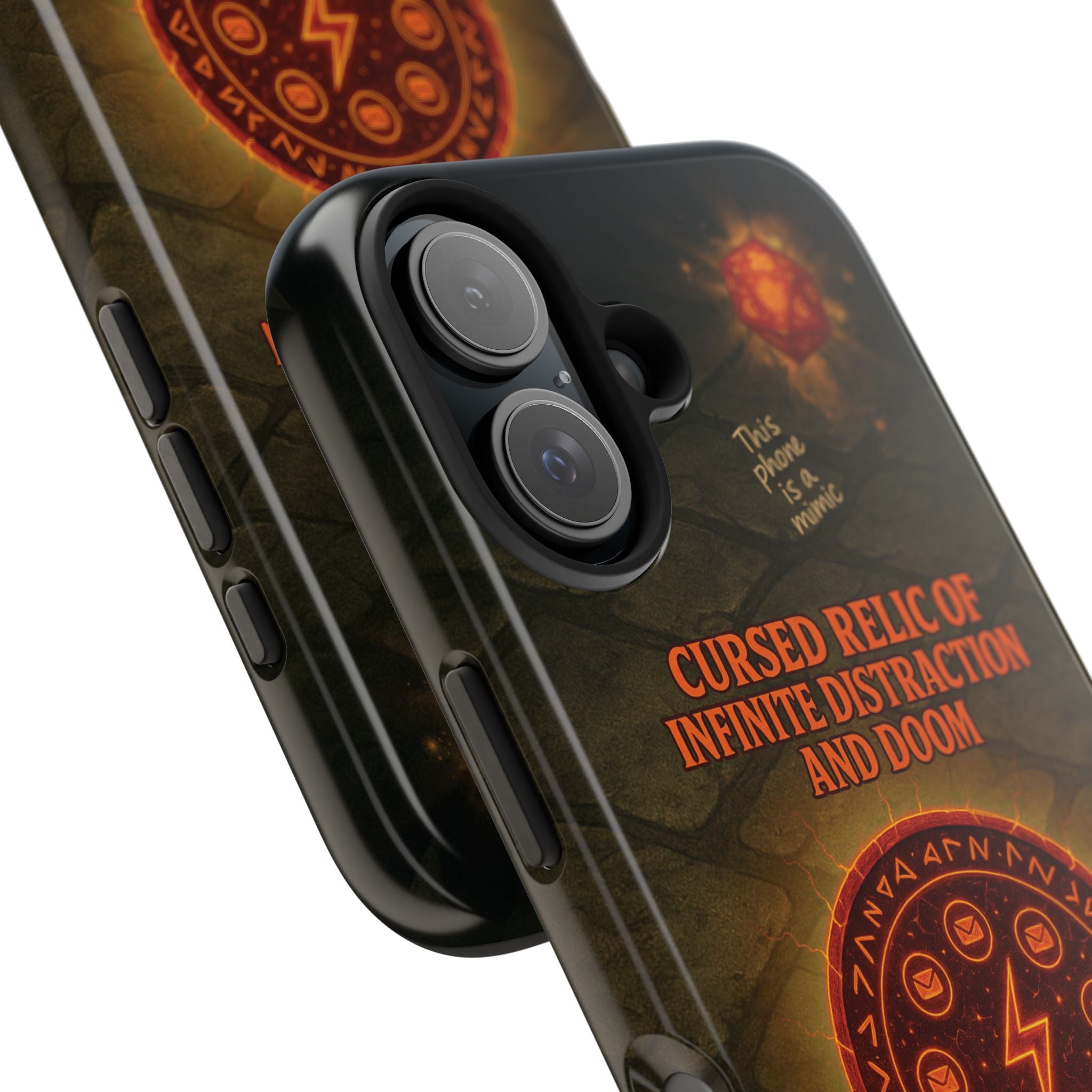 Cursed Relic Phone Case – 'Infinite Distraction & Doom' Protective RPG-Inspired Cover
