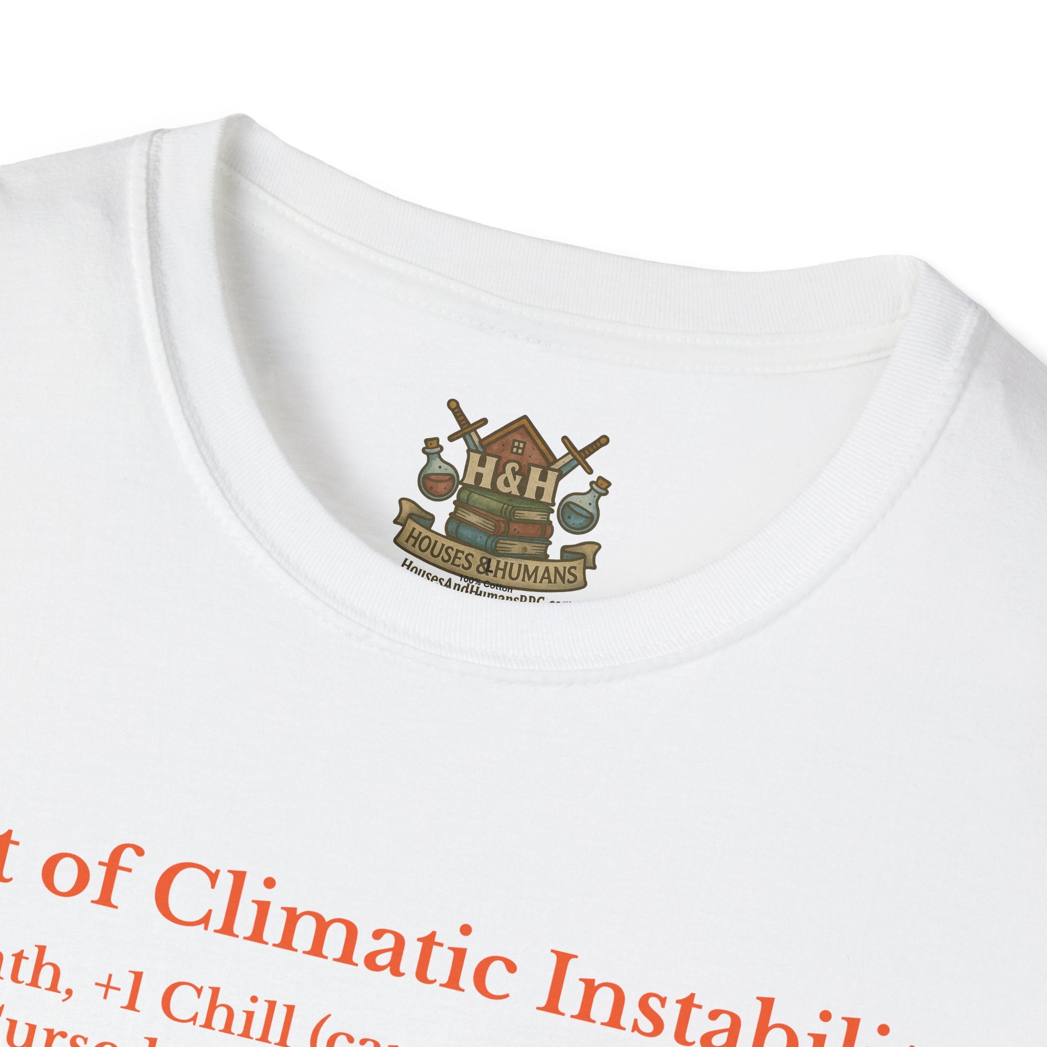 Funny RPG Shirt – ‘Shirt of Climatic Instability’ Cursed Relic Tee by Houses & Humans