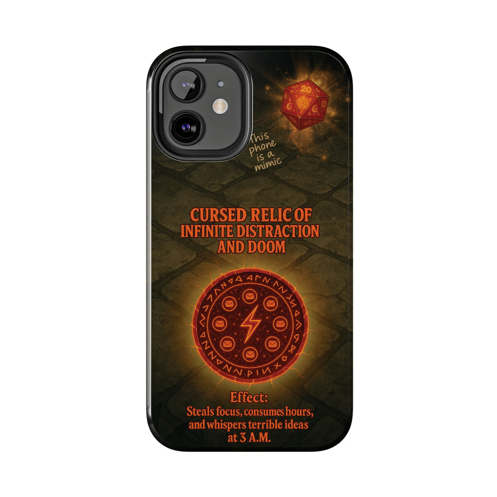 Cursed Relic Phone Case – 'Infinite Distraction & Doom' Protective RPG-Inspired Cover