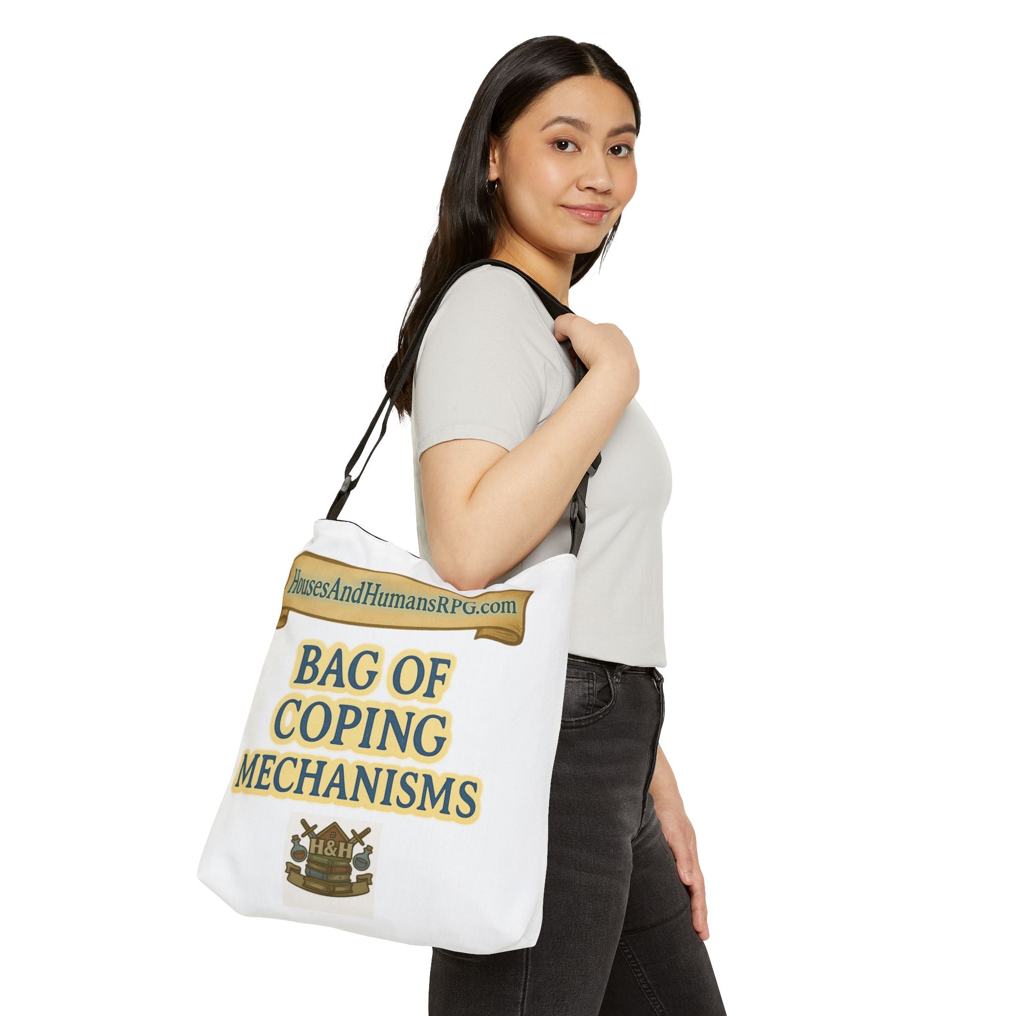 Tote Bag of Coping Mechanisms – Funny Mental Health RPG Bag | Houses & Humans Collection