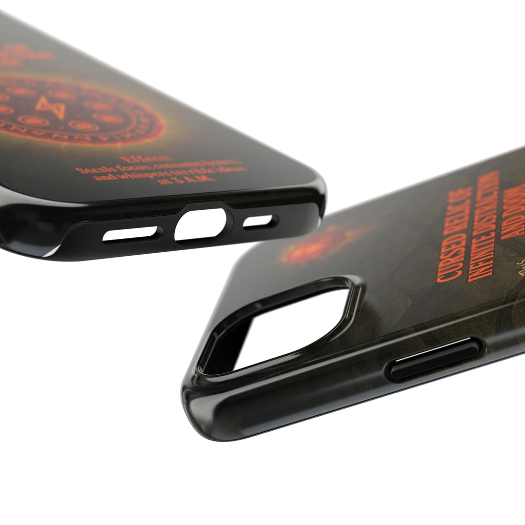 Cursed Relic Phone Case – 'Infinite Distraction & Doom' Protective RPG-Inspired Cover