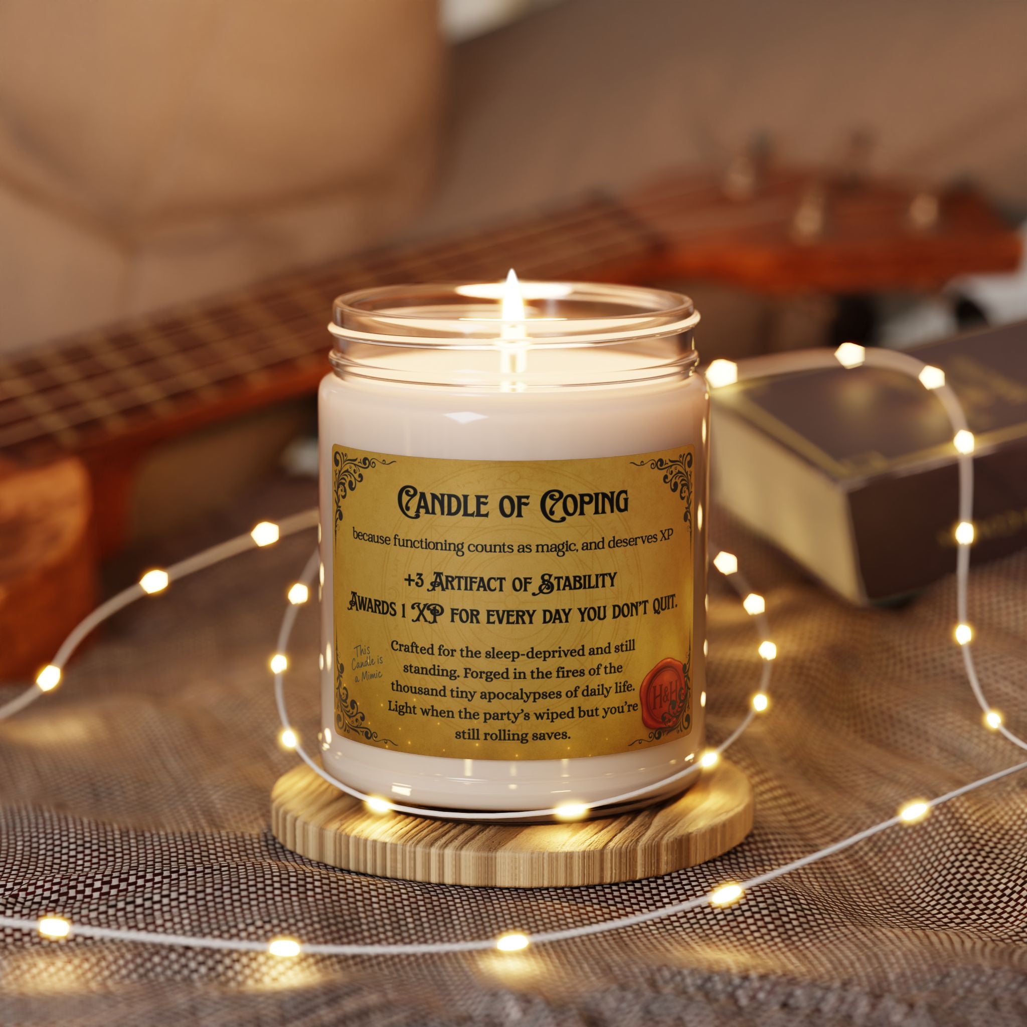 Candle of Coping – RPG-Inspired Scented Soy Candle for Relaxation & Self-Care (H&H Collection)