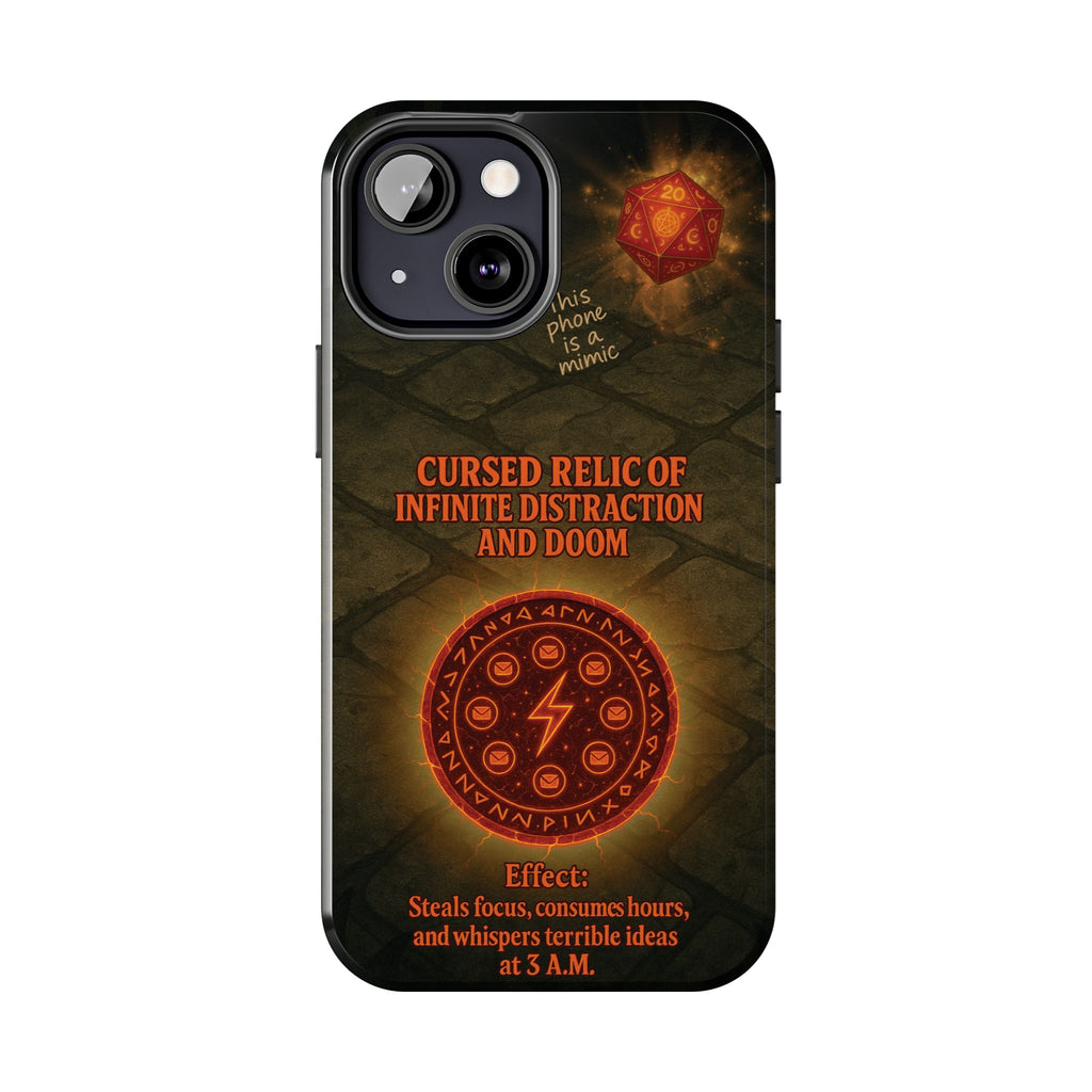 Cursed Relic Phone Case – 'Infinite Distraction & Doom' Protective RPG-Inspired Cover