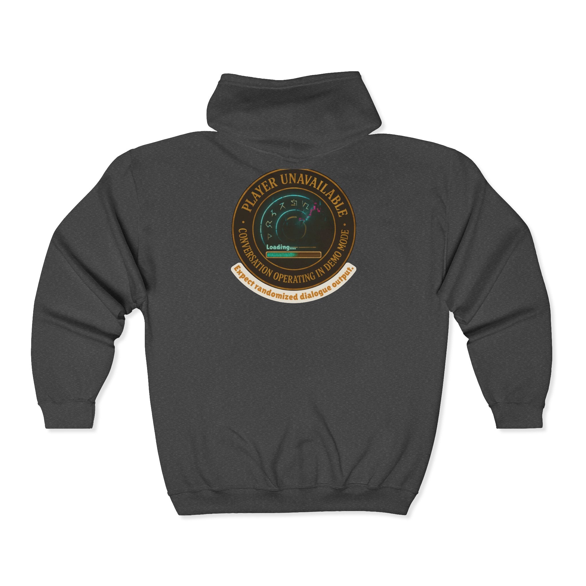 D20 Gamer Zip Hoodie — "Player Unavailable" Retro RPG Dice Design