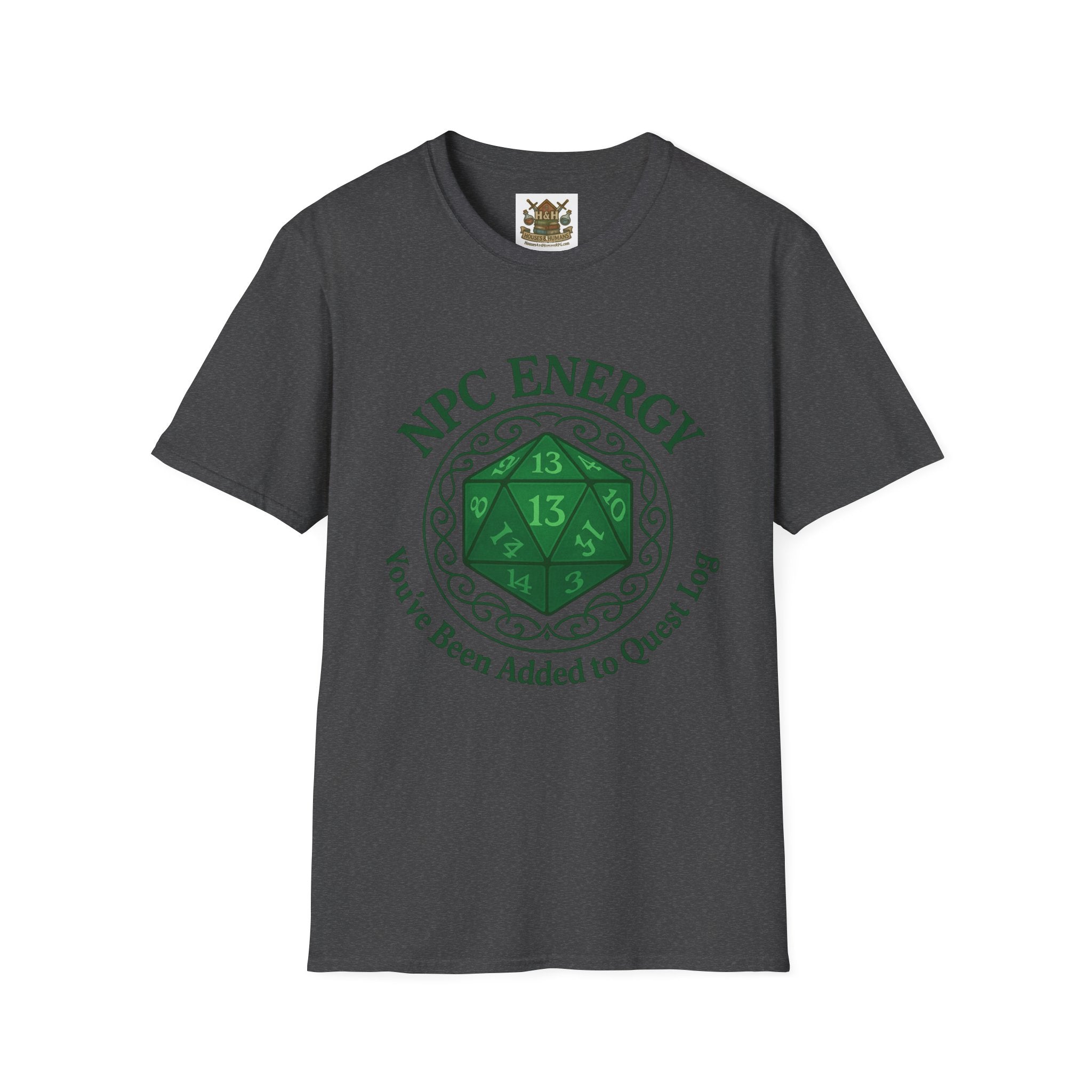 NPC Energy T-Shirt – D&D Gamer Tee: 'You've Been Added to Quest Log' (D20 Shirt)