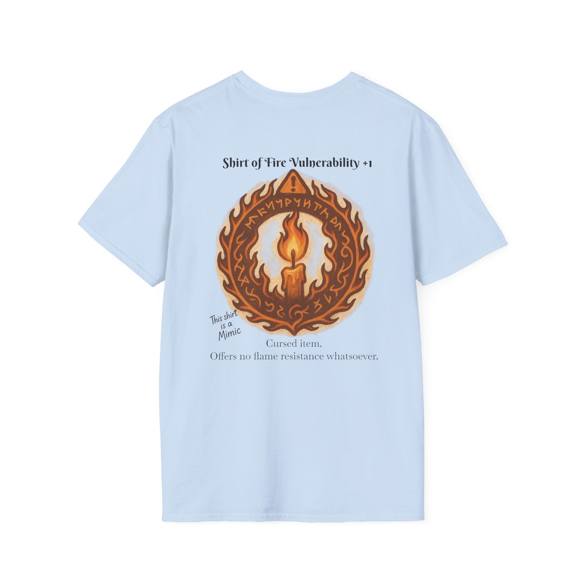 Cursed Item Shirt – ‘Shirt of Fire Vulnerability’ Fantasy Tee for RPG Gamers & Nerds