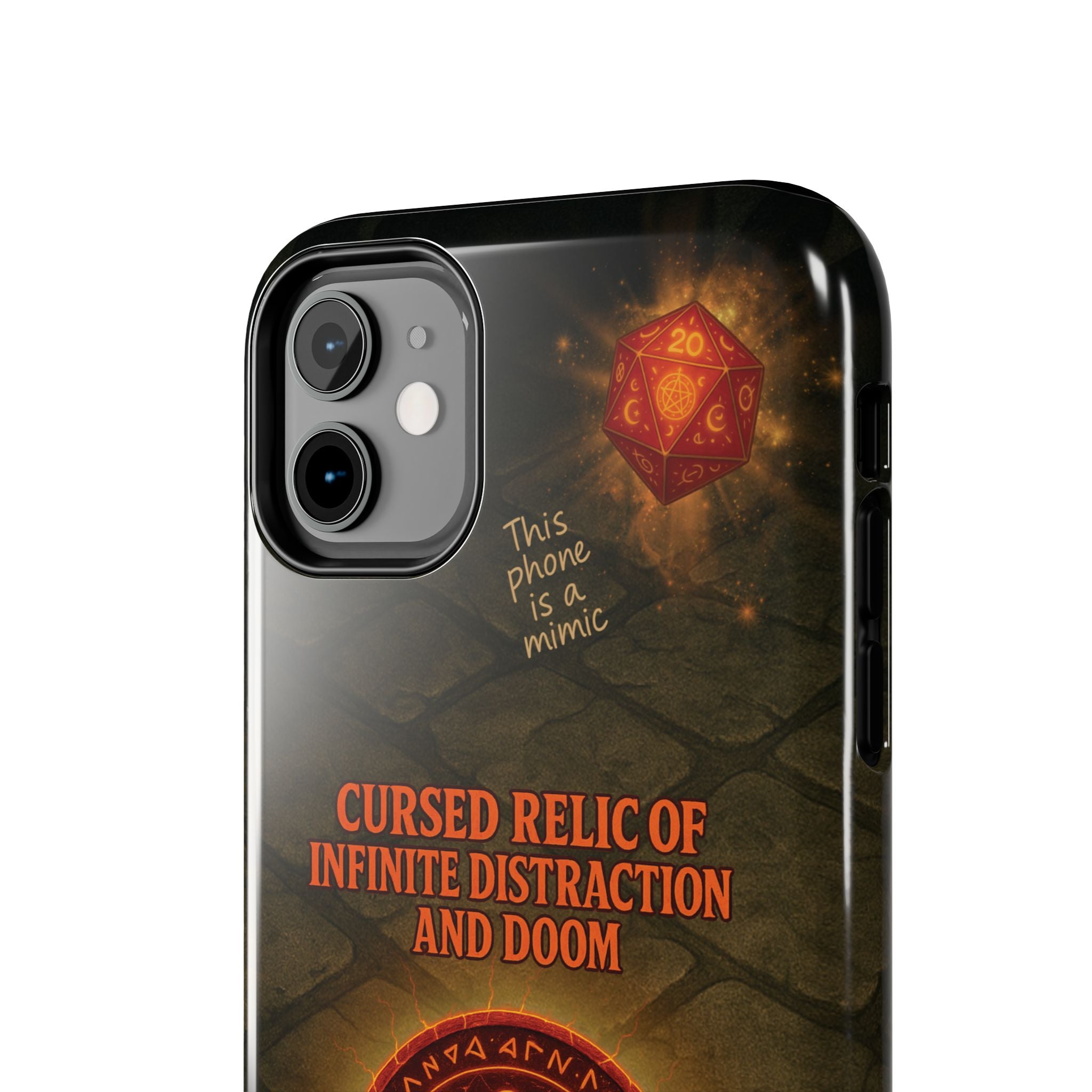 Cursed Relic Phone Case – 'Infinite Distraction & Doom' Protective RPG-Inspired Cover