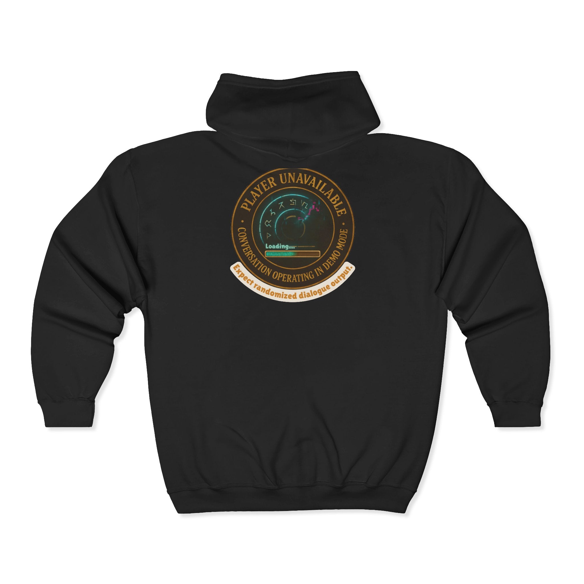 D20 Gamer Zip Hoodie — "Player Unavailable" Retro RPG Dice Design