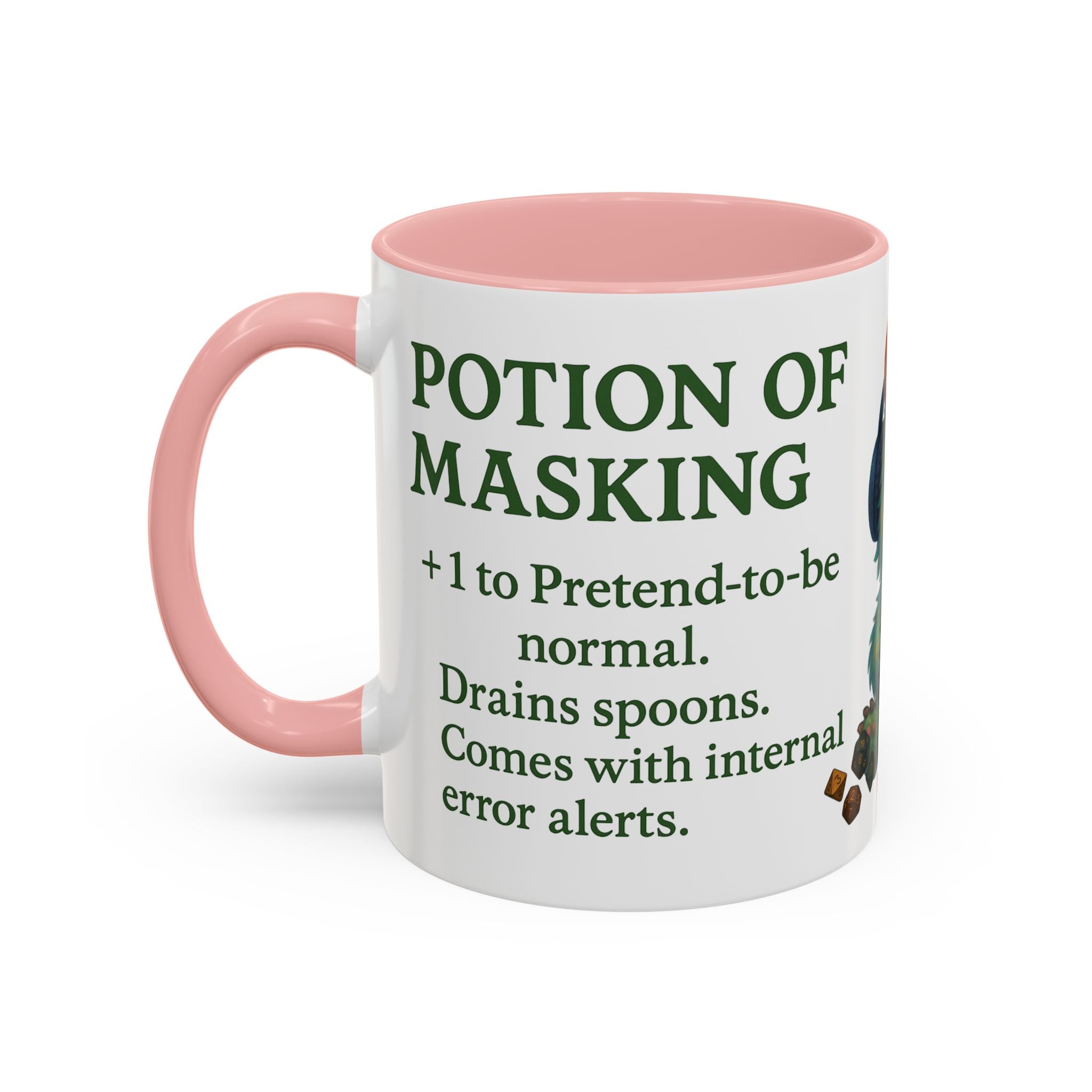 Neurodivergent Mug – 'Potion of Masking' Coffee Cup with Cute Autism Monster Art