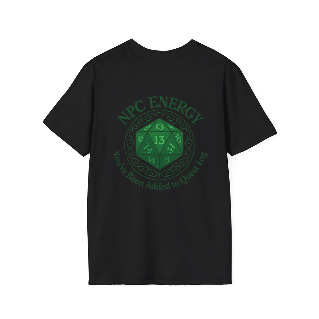 NPC Energy T-Shirt – D&D Gamer Tee: 'You've Been Added to Quest Log' (D20 Shirt)