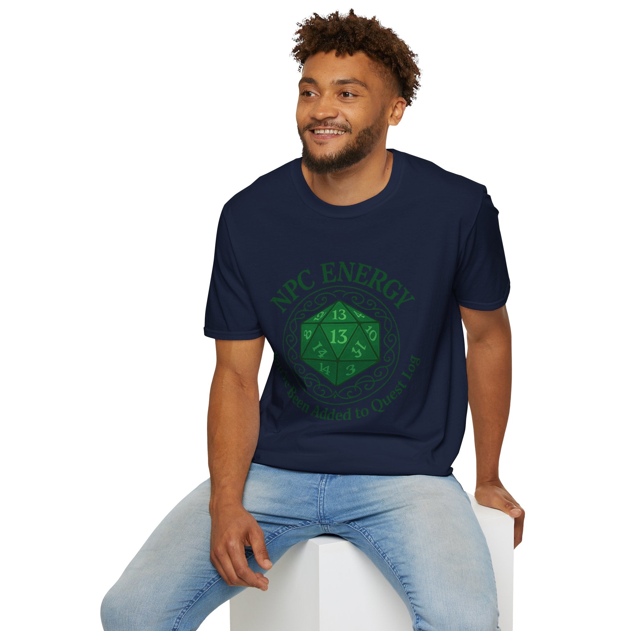 NPC Energy T-Shirt – D&D Gamer Tee: 'You've Been Added to Quest Log' (D20 Shirt)