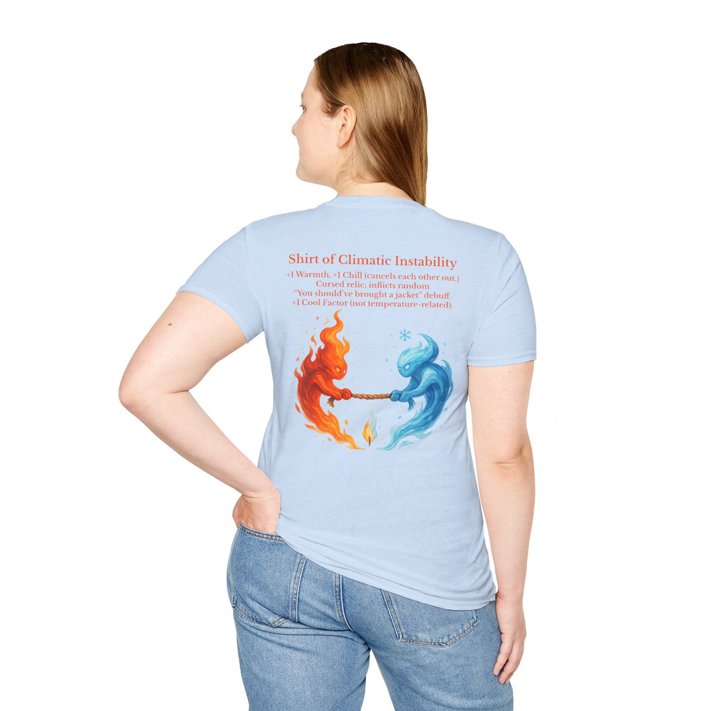 Funny RPG Shirt – ‘Shirt of Climatic Instability’ Cursed Relic Tee by Houses & Humans
