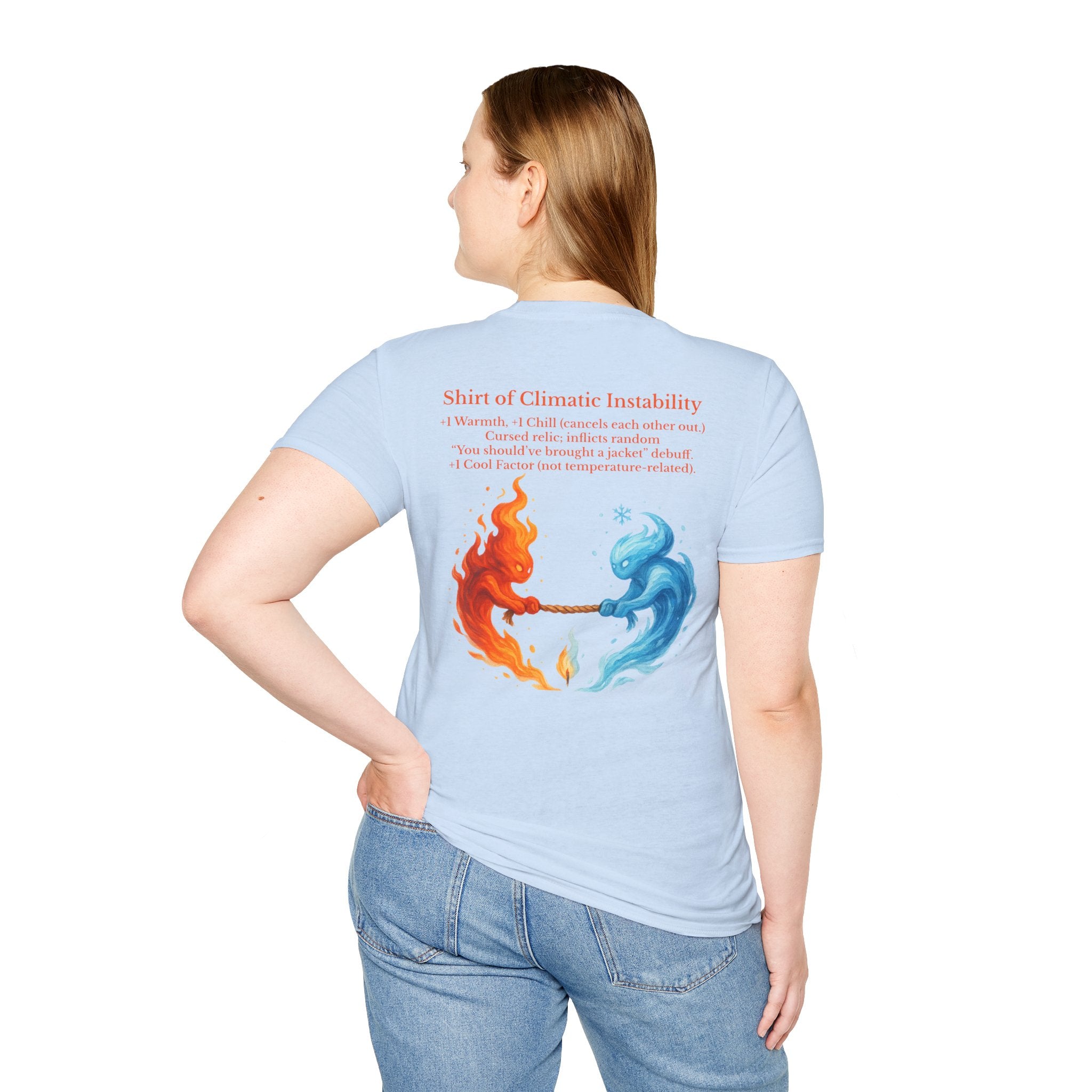 Funny RPG Shirt – ‘Shirt of Climatic Instability’ Cursed Relic Tee by Houses & Humans