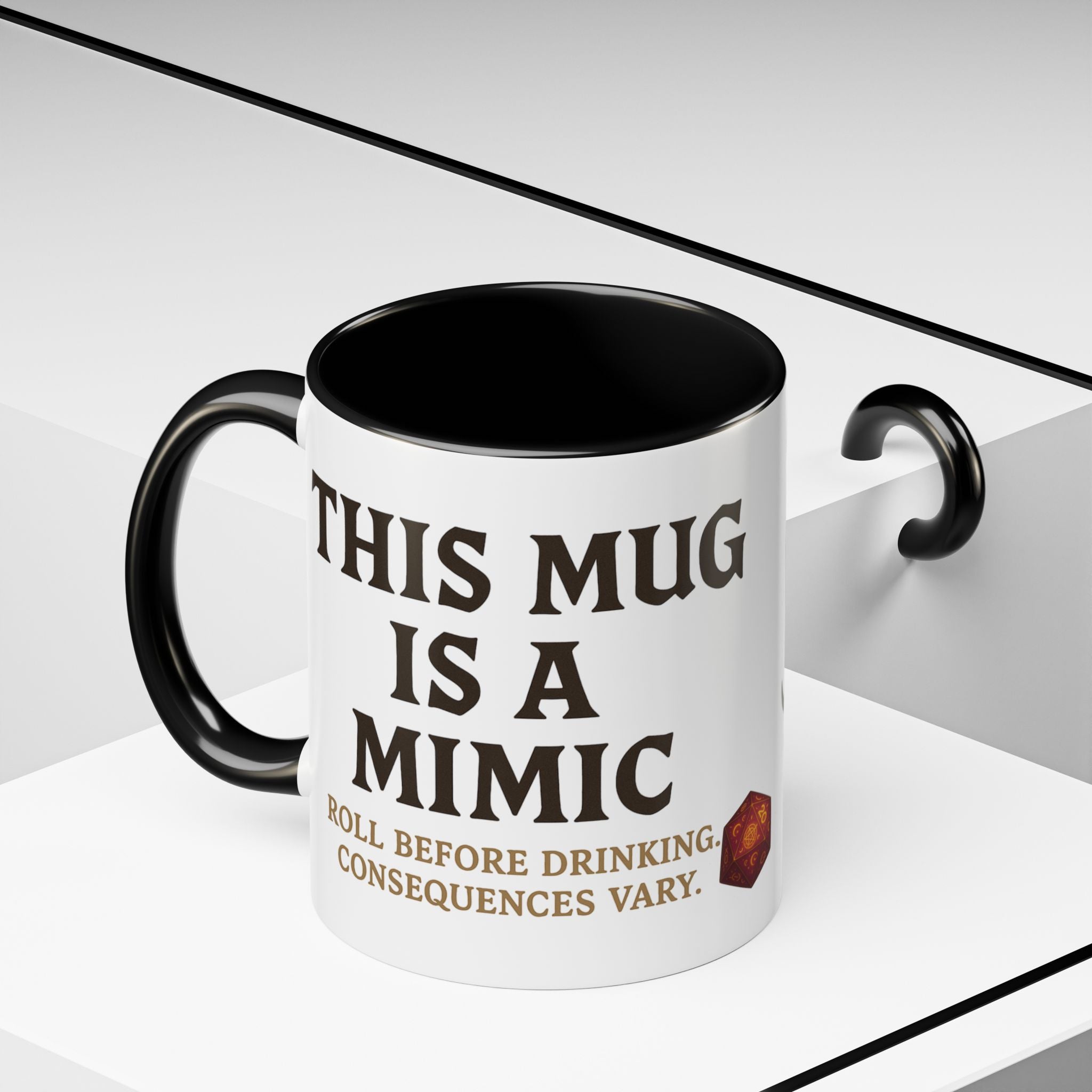 Funny RPG Mug – ‘This Mug Is a Mimic’ Coffee Cup for D&D Fans & Dungeon Crawlers