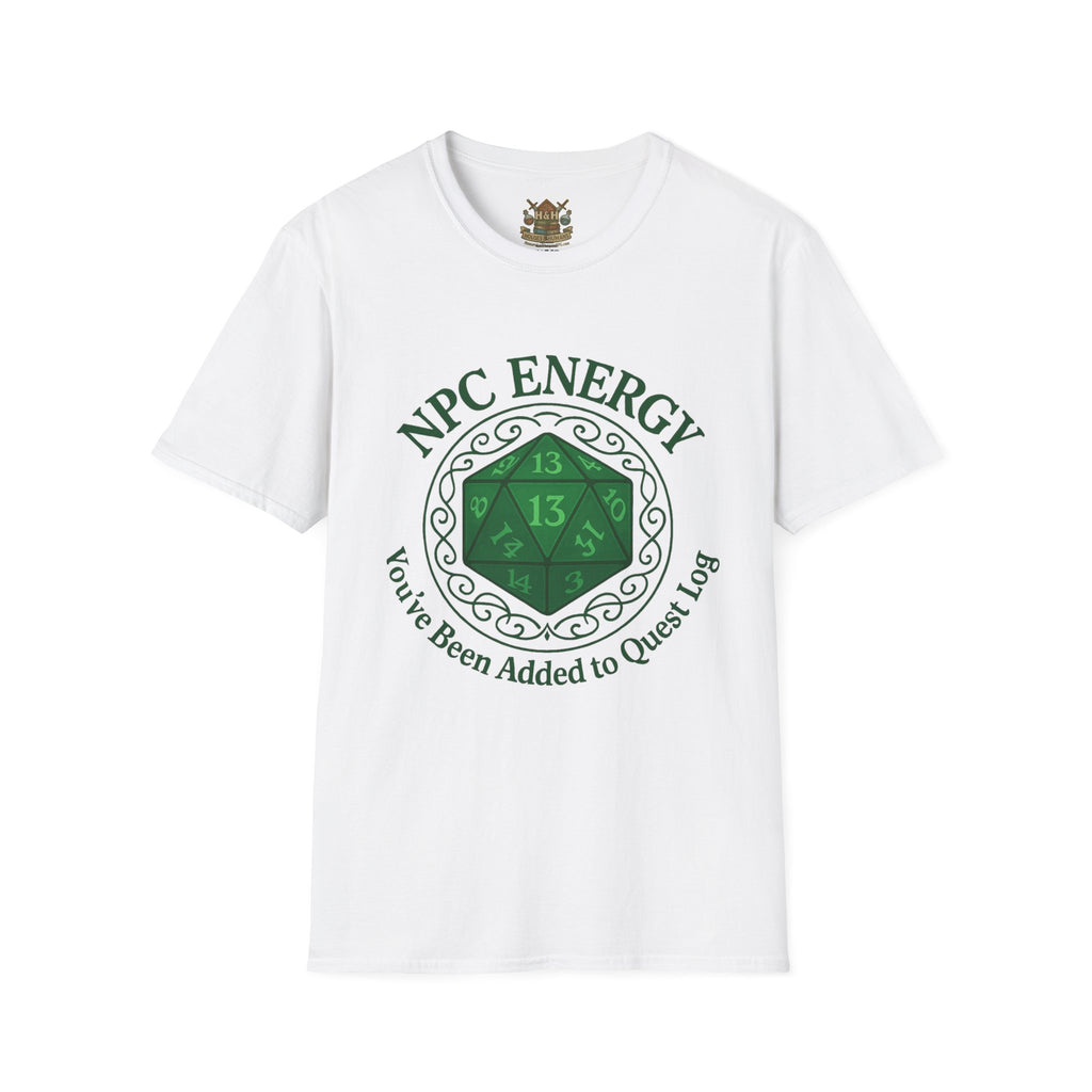 NPC Energy T-Shirt – D&D Gamer Tee: 'You've Been Added to Quest Log' (D20 Shirt)