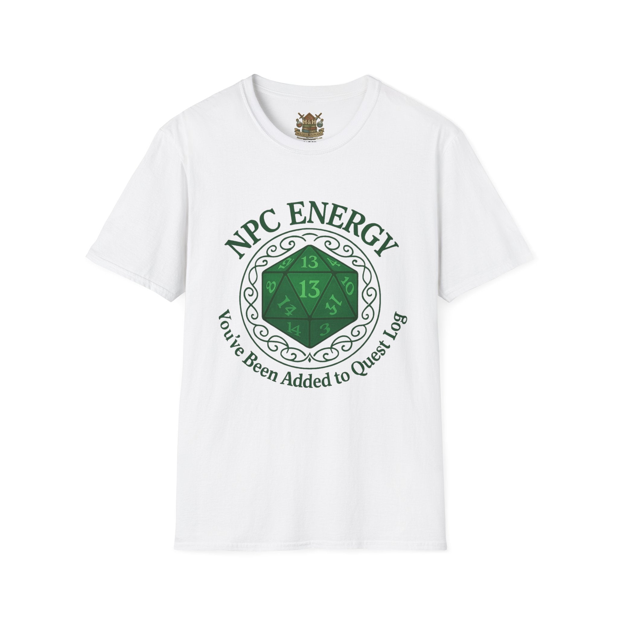 NPC Energy T-Shirt – D&D Gamer Tee: 'You've Been Added to Quest Log' (D20 Shirt)