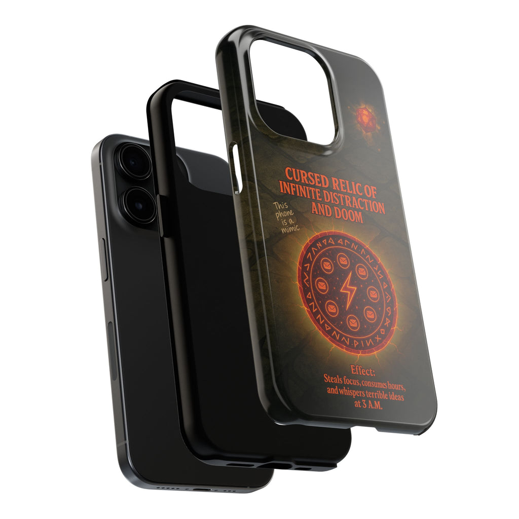Cursed Relic Phone Case – 'Infinite Distraction & Doom' Protective RPG-Inspired Cover