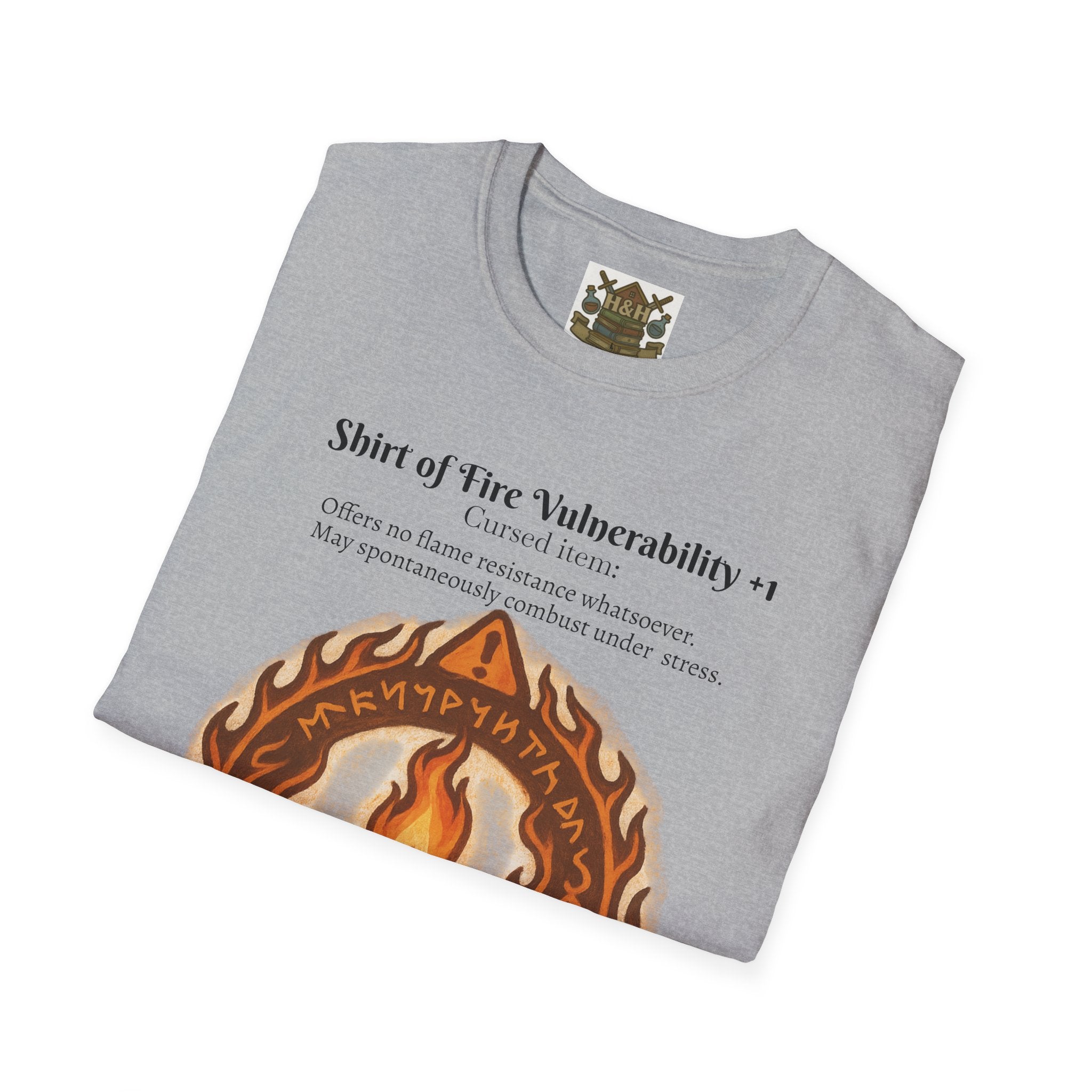 Cursed Item Shirt – ‘Shirt of Fire Vulnerability’ Fantasy Tee for RPG Gamers & Nerds