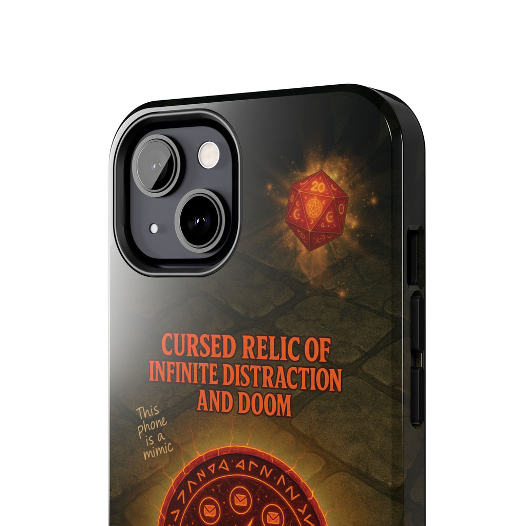 Cursed Relic Phone Case – 'Infinite Distraction & Doom' Protective RPG-Inspired Cover