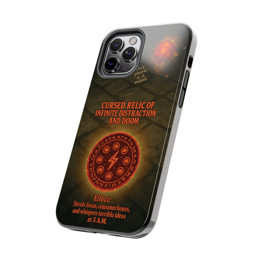 Cursed Relic Phone Case – 'Infinite Distraction & Doom' Protective RPG-Inspired Cover