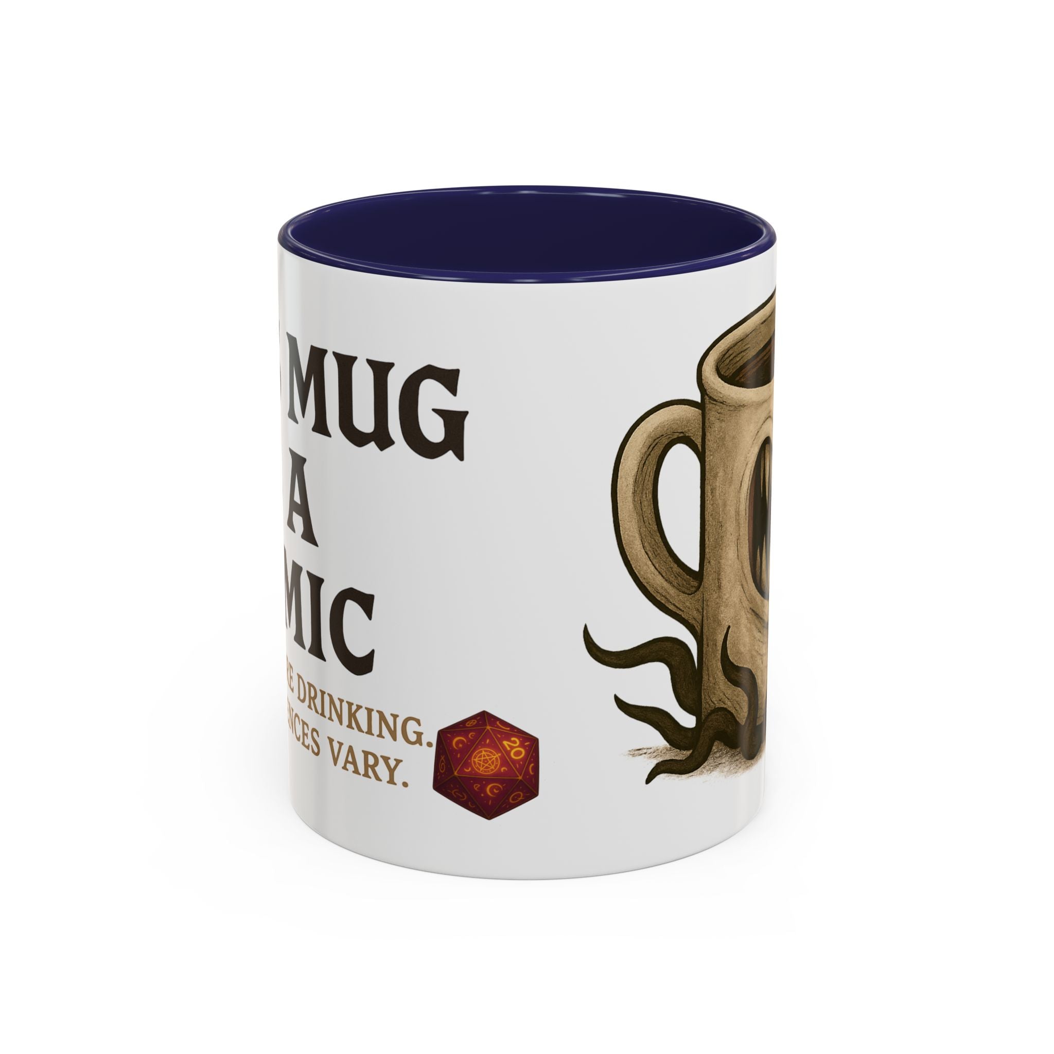 Funny RPG Mug – ‘This Mug Is a Mimic’ Coffee Cup for D&D Fans & Dungeon Crawlers