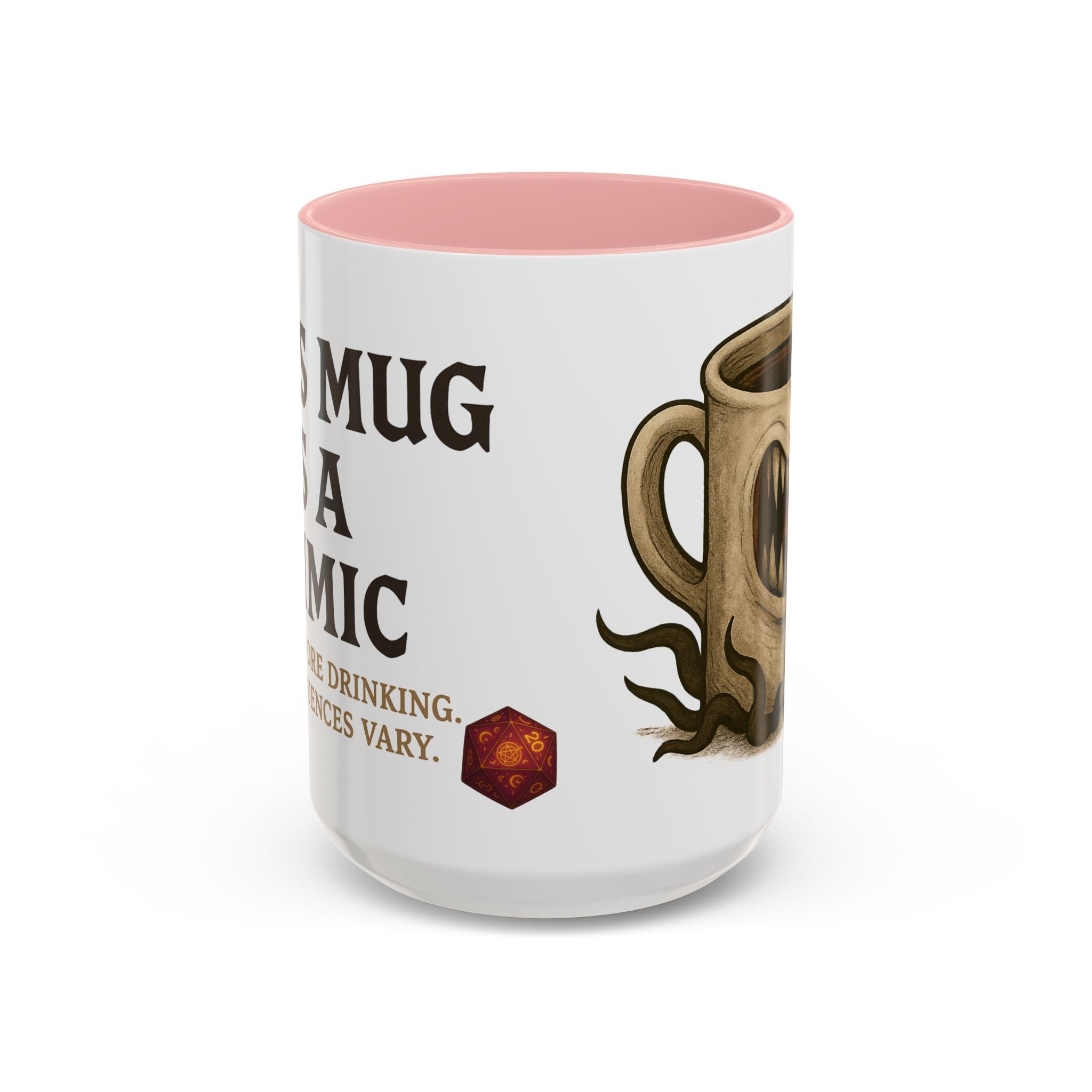 Funny RPG Mug – ‘This Mug Is a Mimic’ Coffee Cup for D&D Fans & Dungeon Crawlers