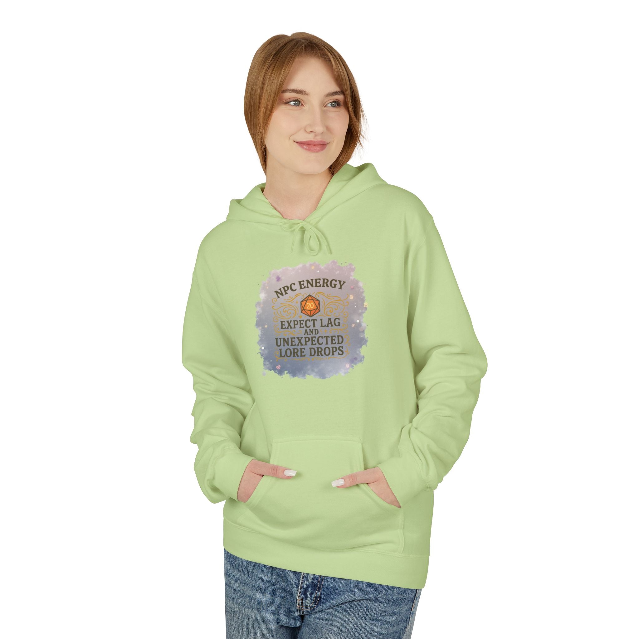 NPC Energy Hoodie – Funny Gamer Hoodie with Lore Drops & Lag Warning (RPG Style)