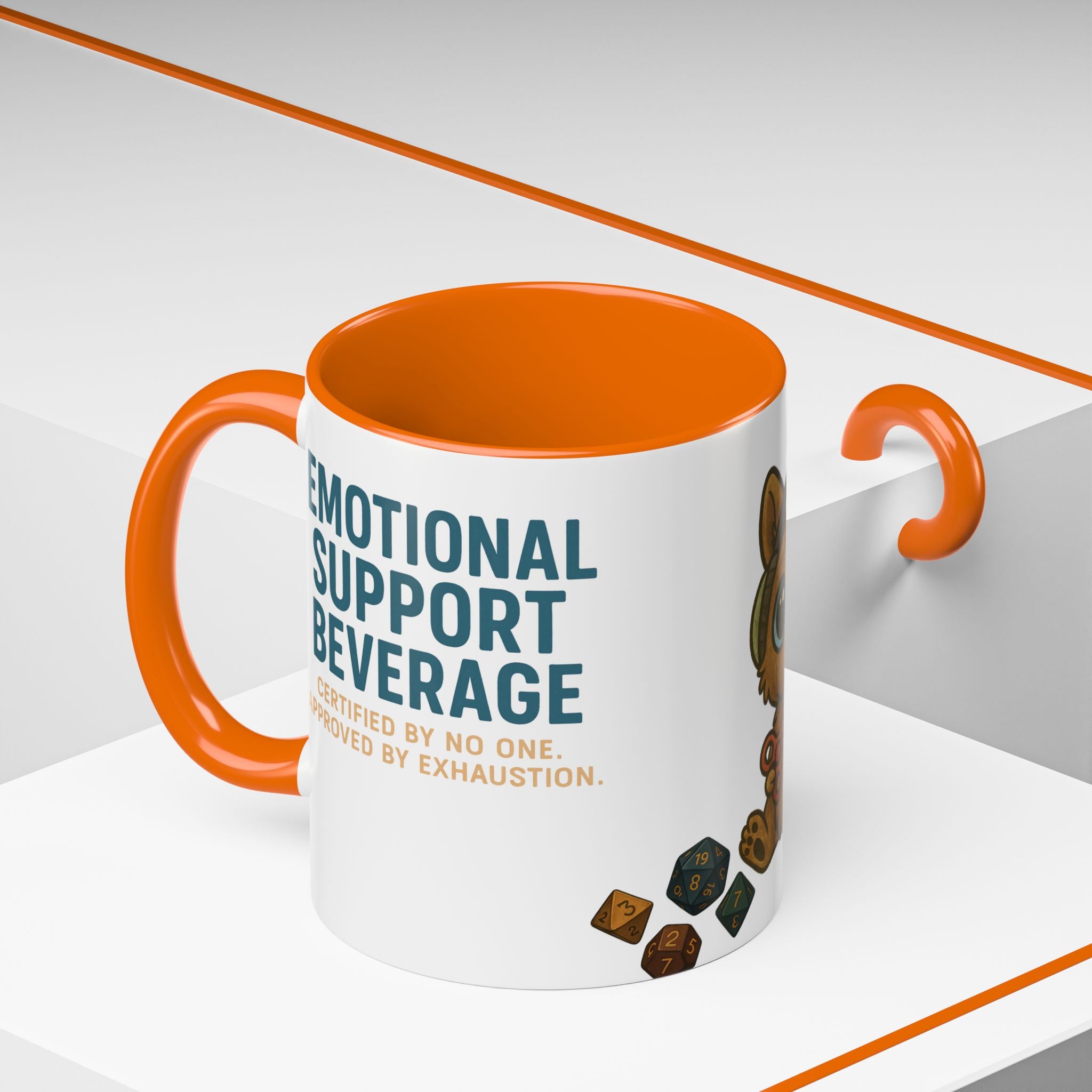 TTRPG Mug – ‘Emotional Support Beverage’ Mental Health Humor Cup for Gamers