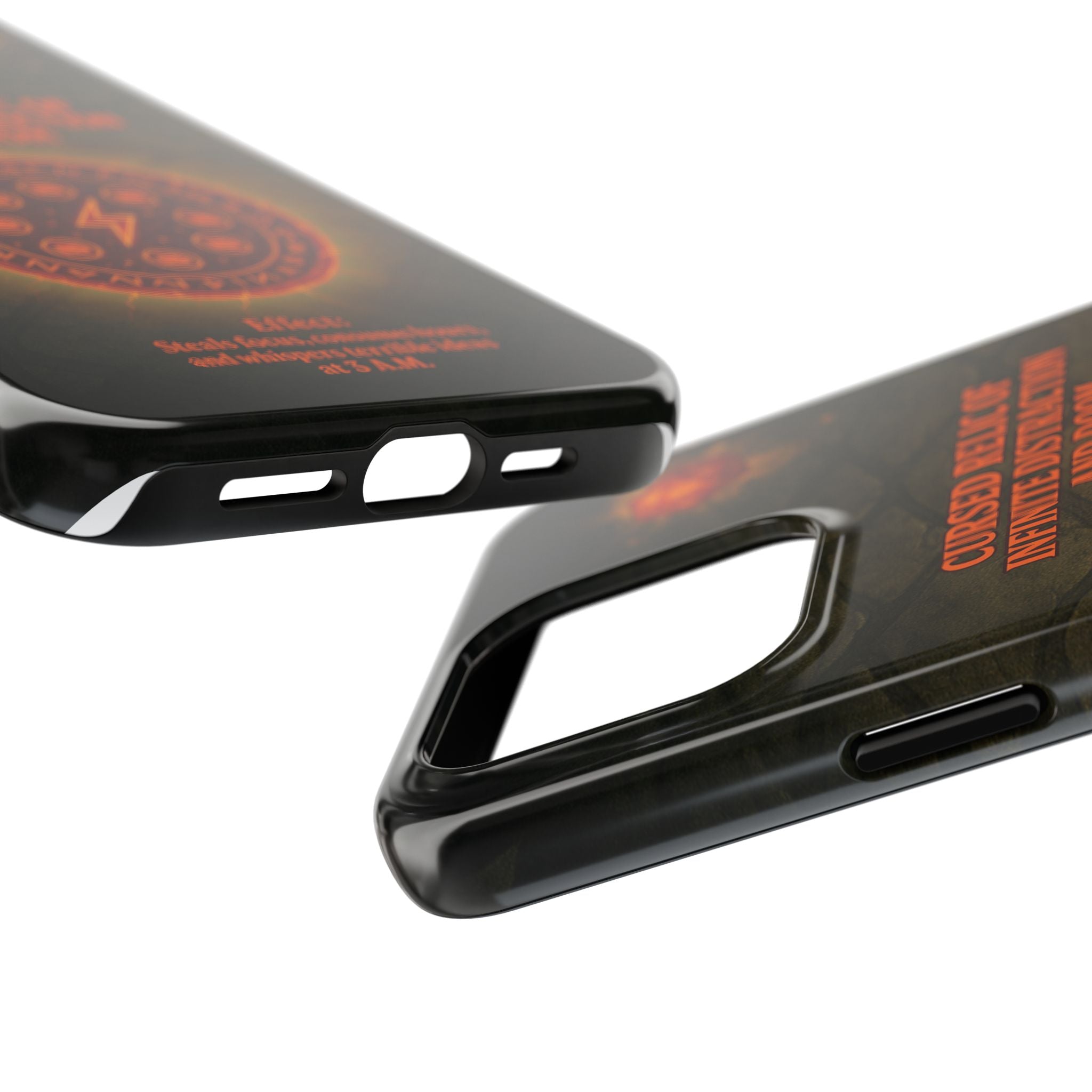 Cursed Relic Phone Case – 'Infinite Distraction & Doom' Protective RPG-Inspired Cover