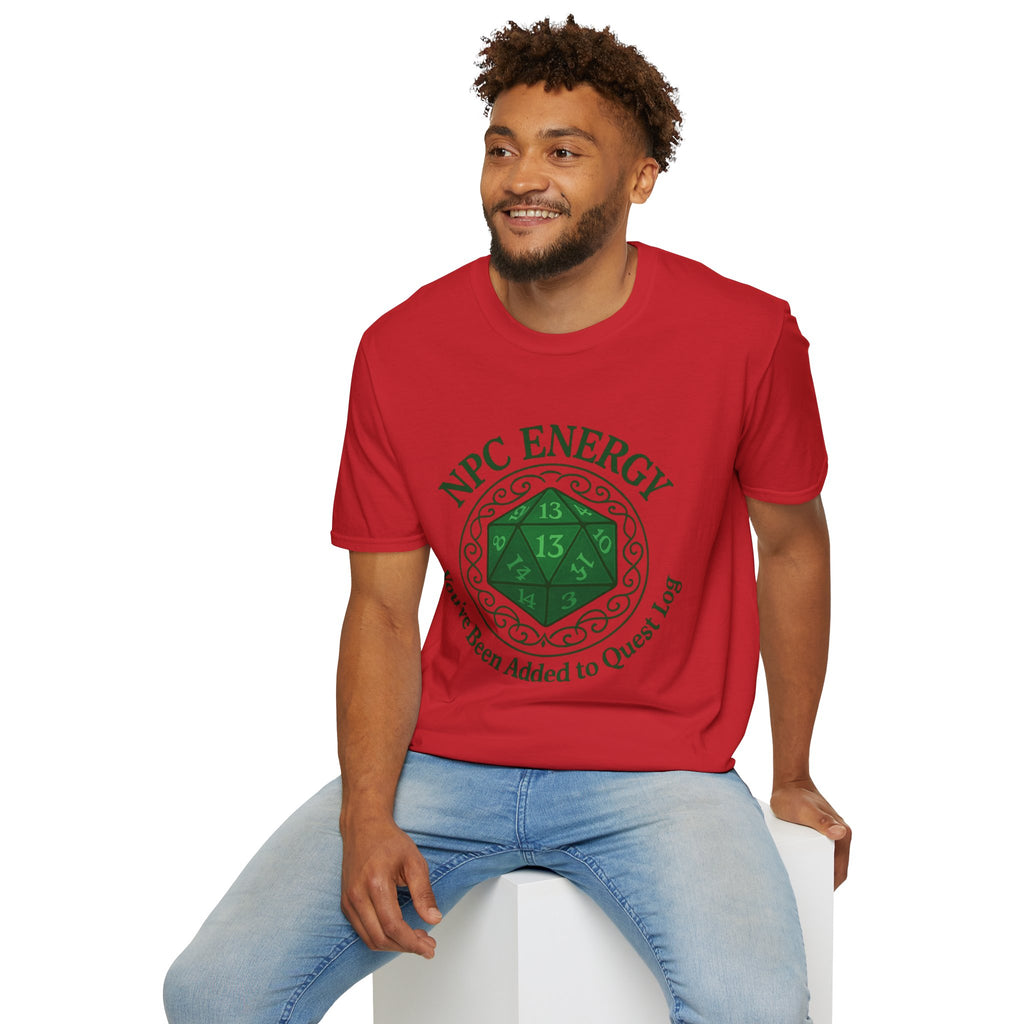 NPC Energy T-Shirt – D&D Gamer Tee: 'You've Been Added to Quest Log' (D20 Shirt)