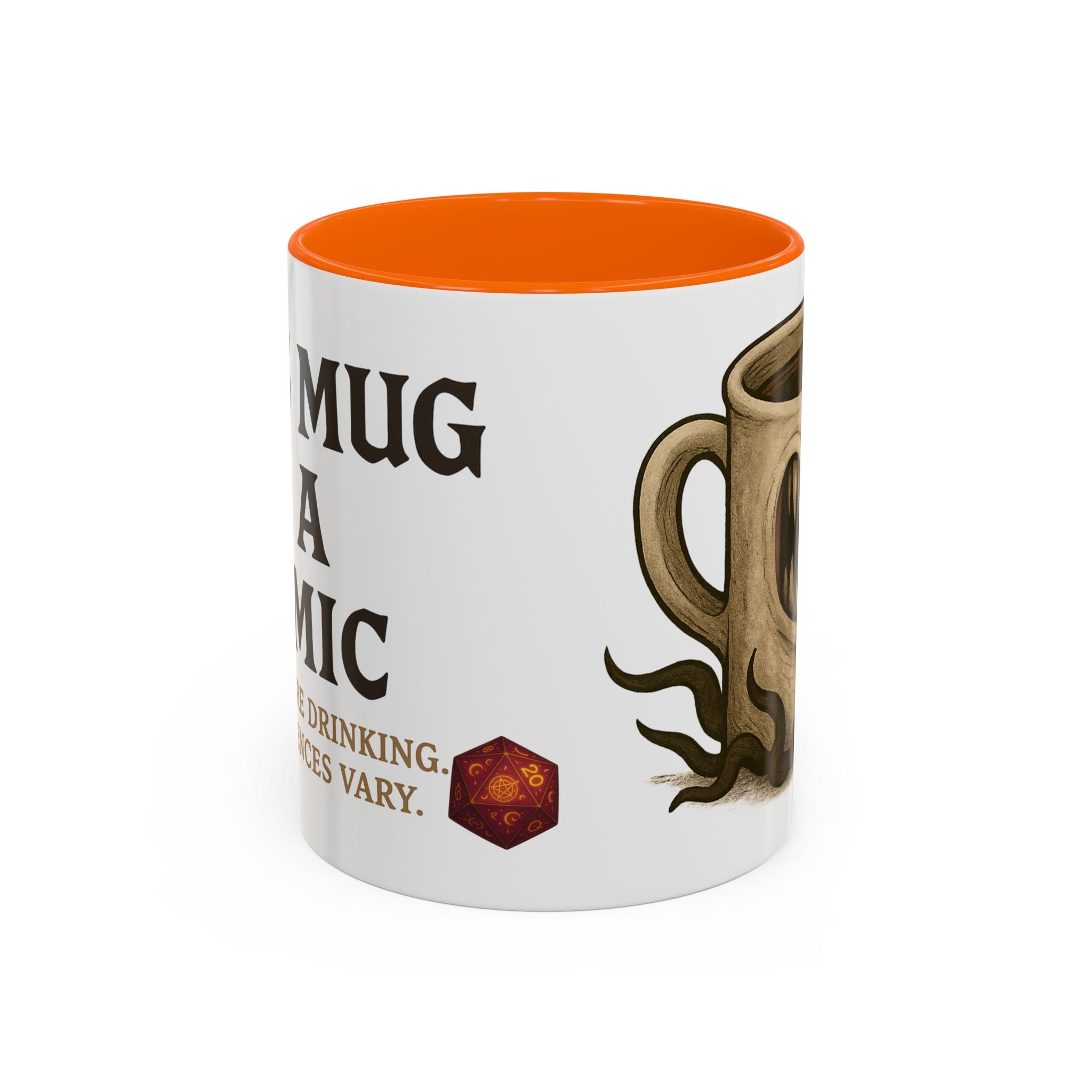 Funny RPG Mug – ‘This Mug Is a Mimic’ Coffee Cup for D&D Fans & Dungeon Crawlers