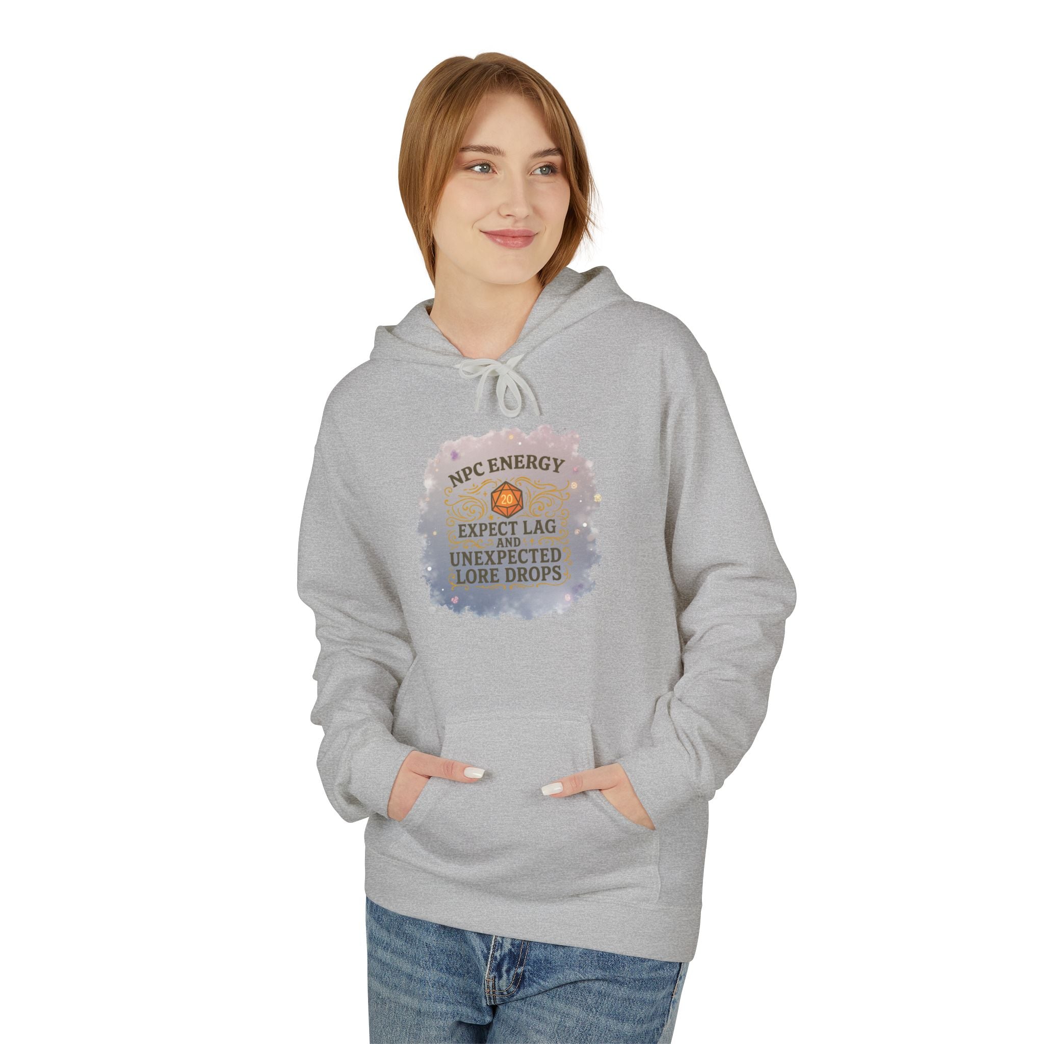 NPC Energy Hoodie – Funny Gamer Hoodie with Lore Drops & Lag Warning (RPG Style)