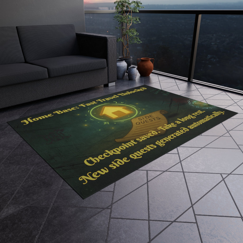 Gamer Doormat – 'Fast Travel Unlocked' Rug for RPG Home Base or Nerdy Entryways