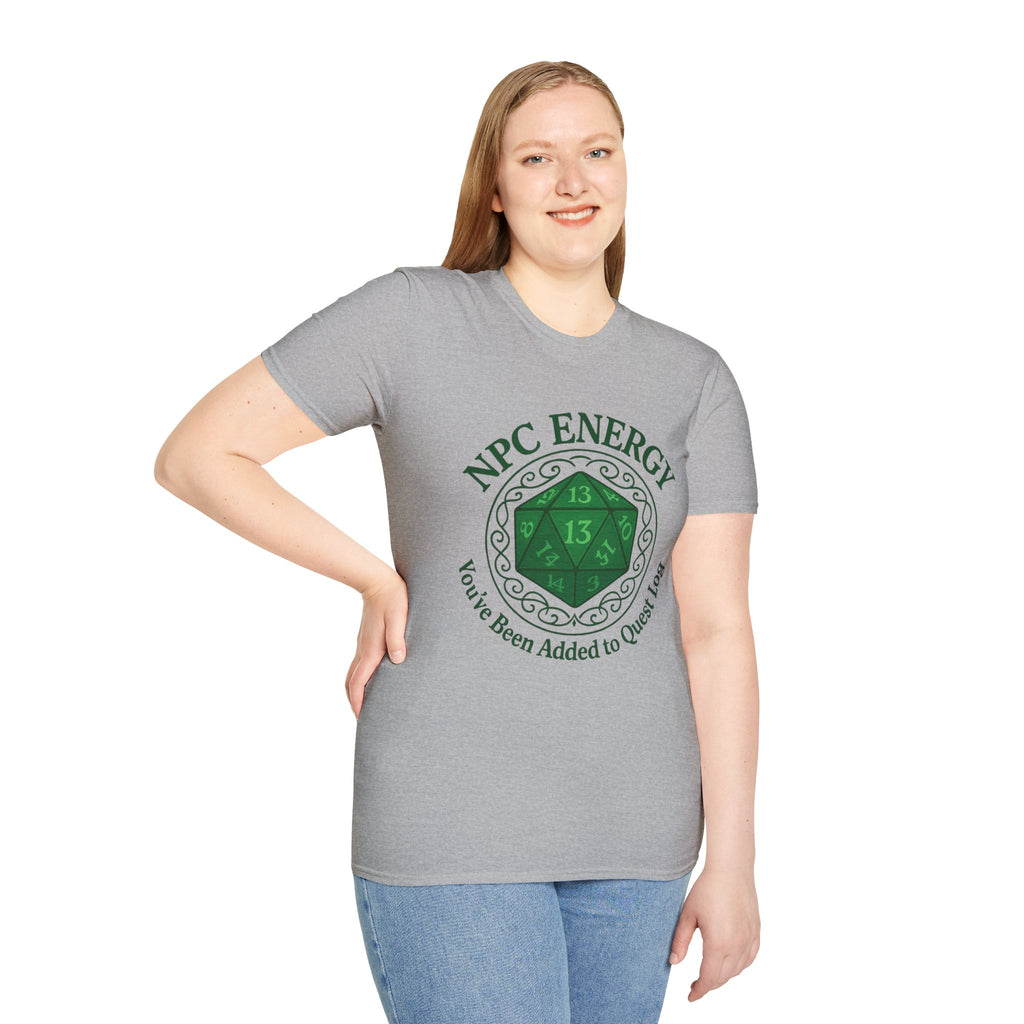 NPC Energy T-Shirt – D&D Gamer Tee: 'You've Been Added to Quest Log' (D20 Shirt)