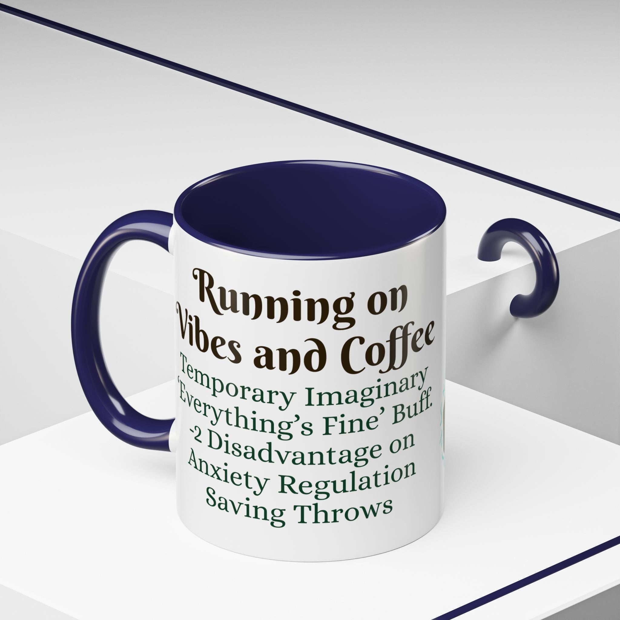 Gaming Coffee Mug – ‘Running on Vibes & Coffee’ Critical Brew Level for D&D Fans RPG