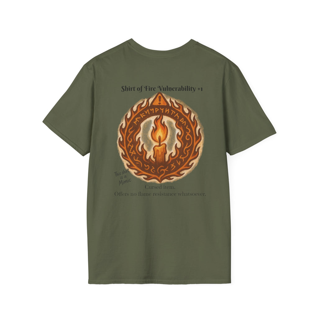 Cursed Item Shirt – ‘Shirt of Fire Vulnerability’ Fantasy Tee for RPG Gamers & Nerds