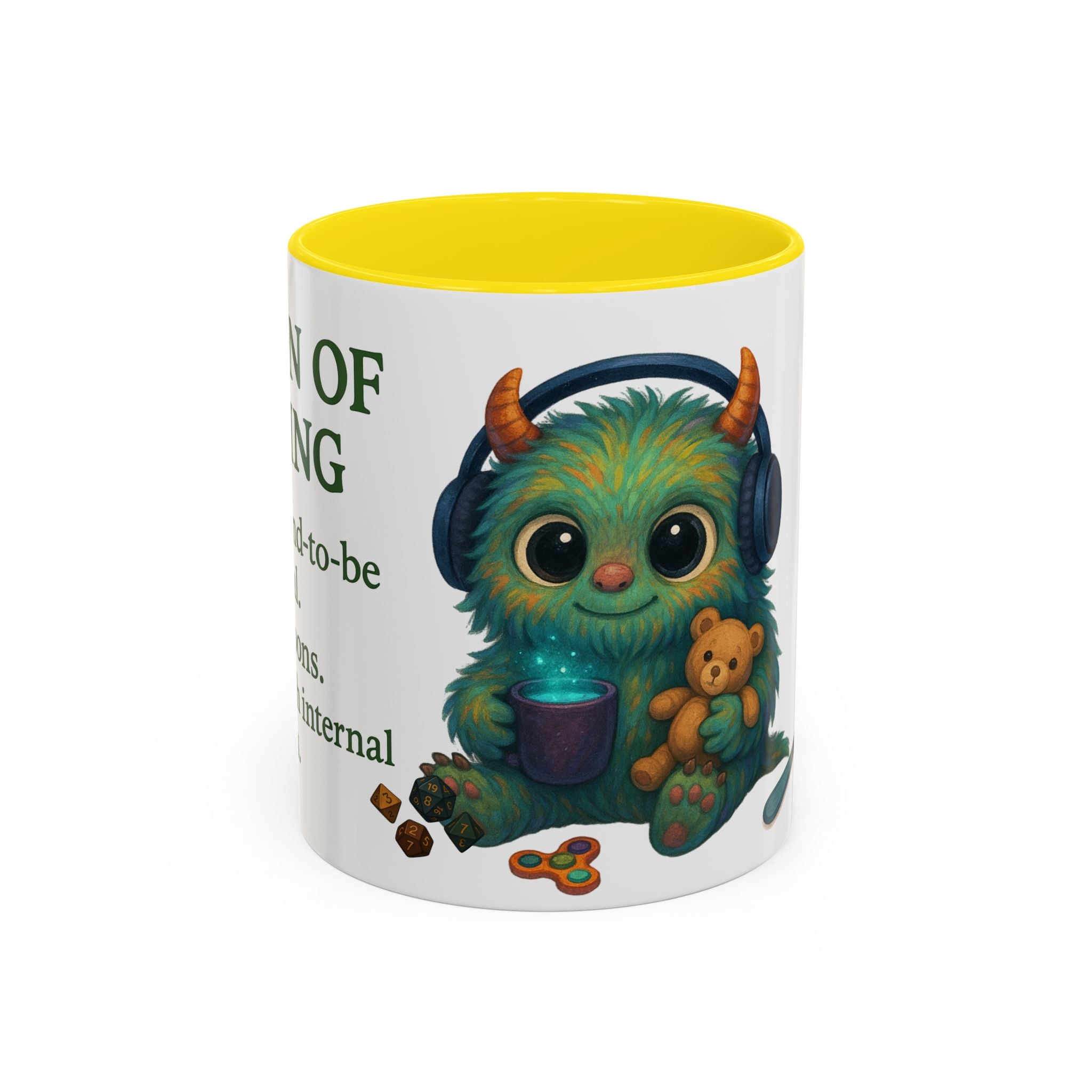 Neurodivergent Mug – 'Potion of Masking' Coffee Cup with Cute Autism Monster Art