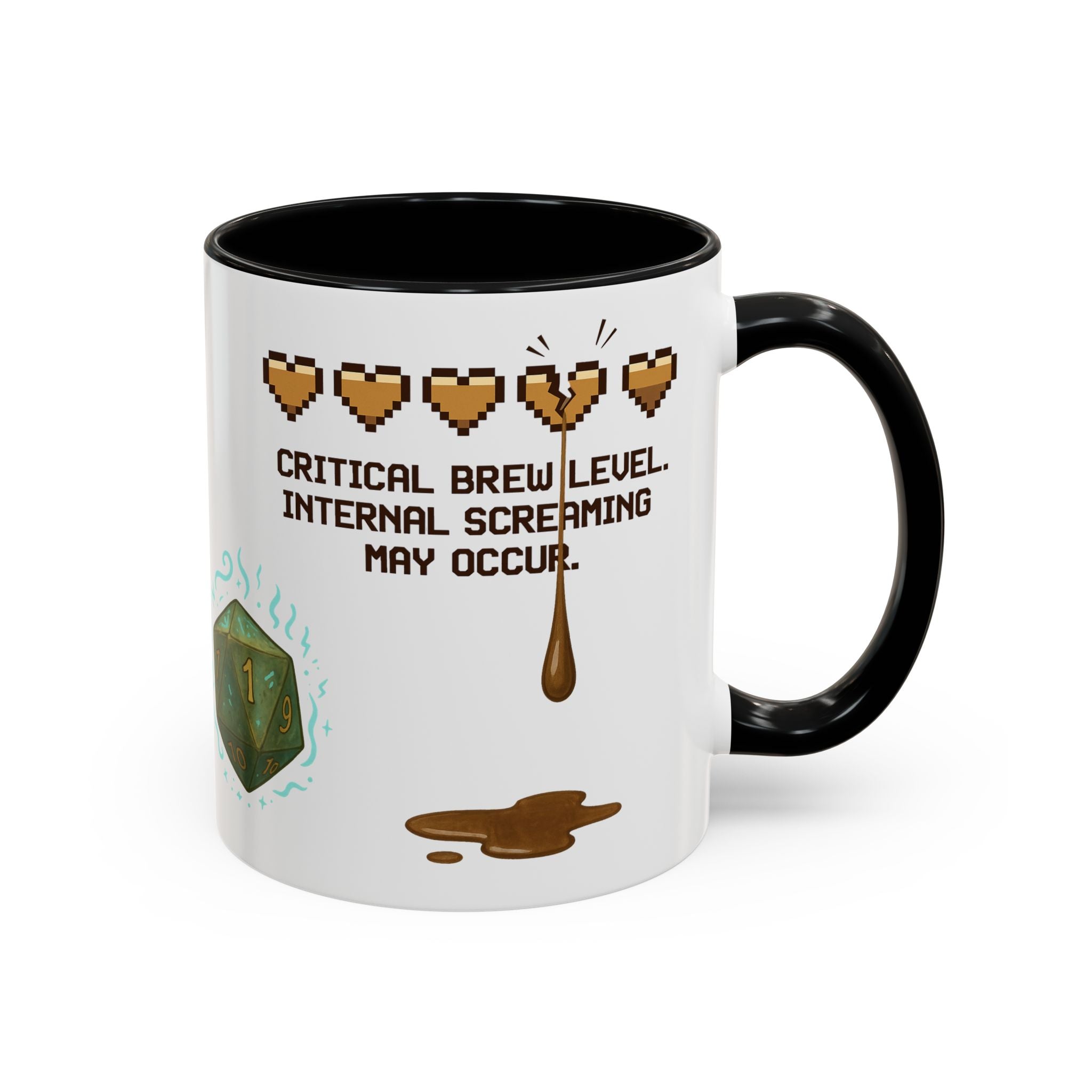 Gaming Coffee Mug – ‘Running on Vibes & Coffee’ Critical Brew Level for D&D Fans RPG