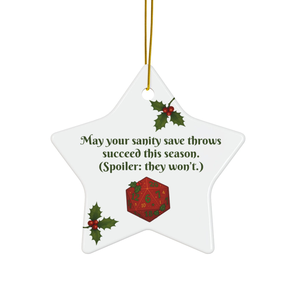 D&D Christmas Ornament – Cursed Ceramic Gamer Decor for Tree (Double-Sided)