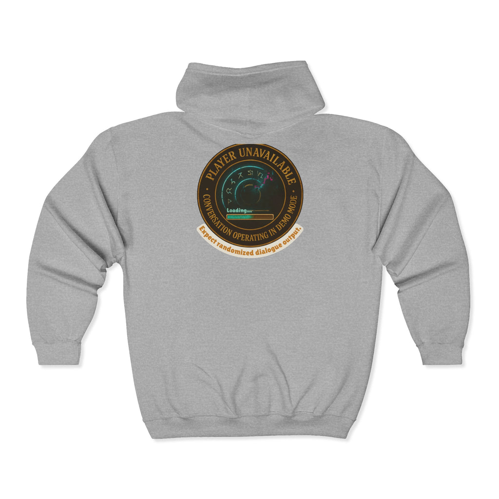 D20 Gamer Zip Hoodie — "Player Unavailable" Retro RPG Dice Design
