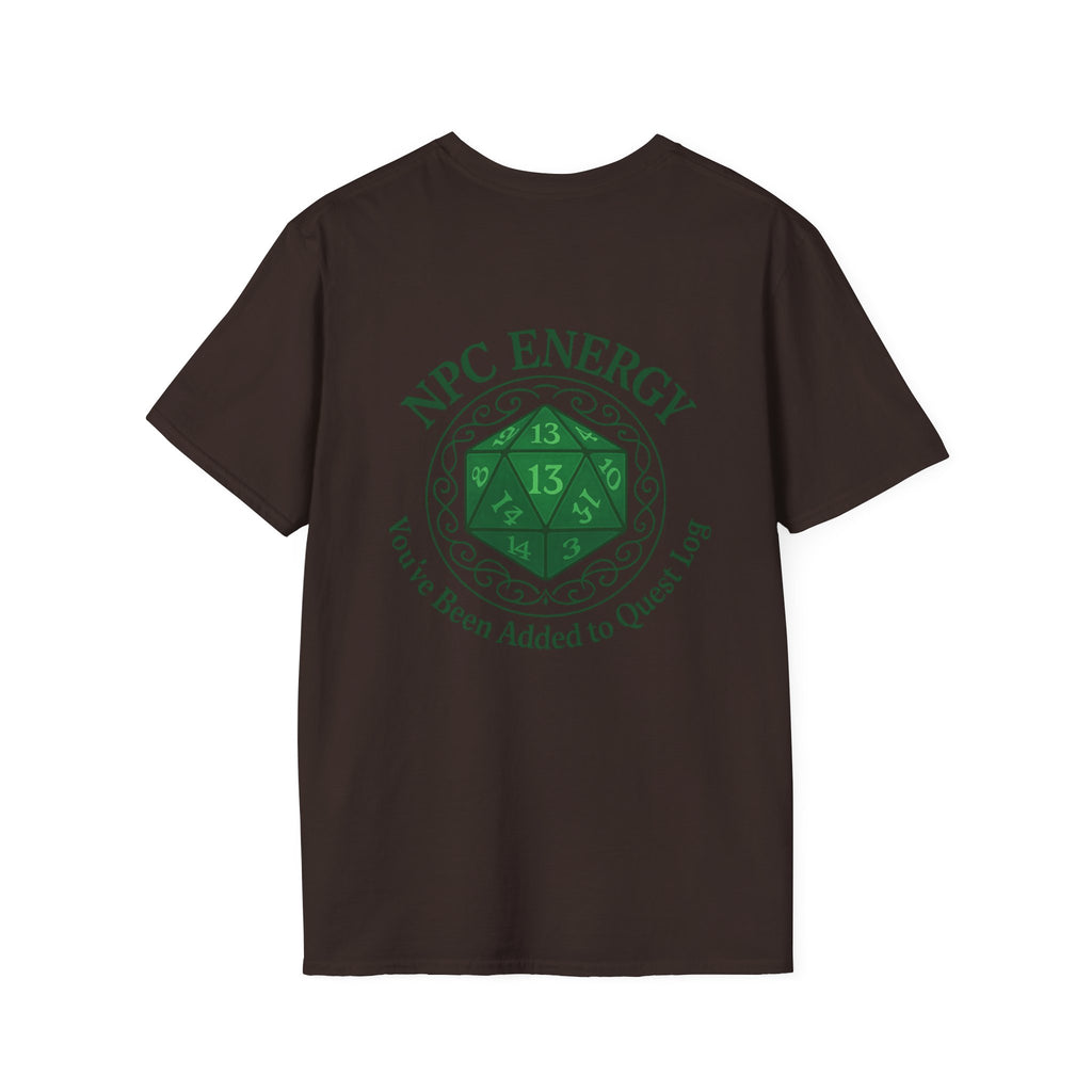 NPC Energy T-Shirt – D&D Gamer Tee: 'You've Been Added to Quest Log' (D20 Shirt)