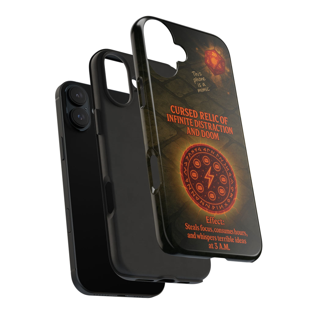 Cursed Relic Phone Case – 'Infinite Distraction & Doom' Protective RPG-Inspired Cover