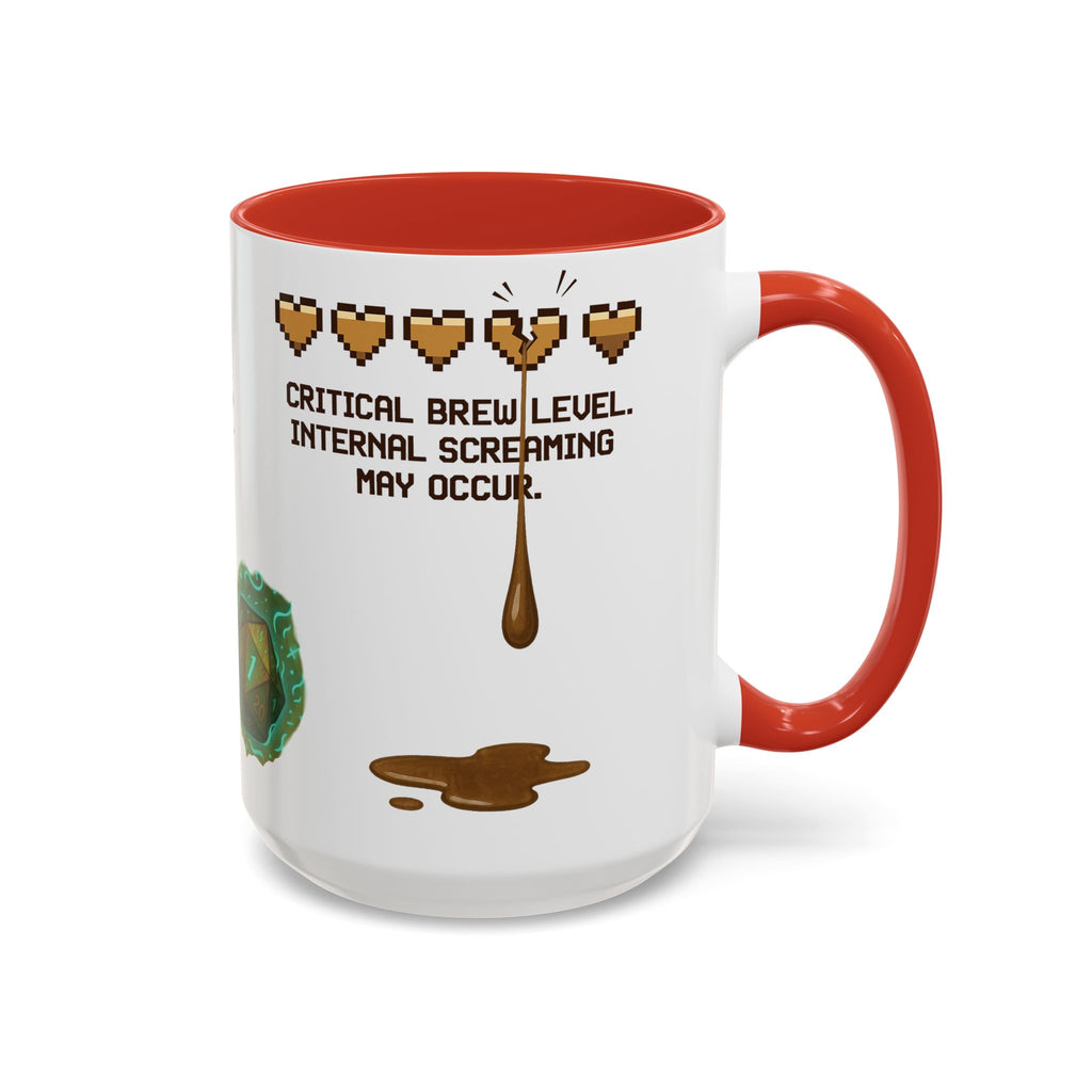 Gaming Coffee Mug – ‘Running on Vibes & Coffee’ Critical Brew Level for D&D Fans RPG